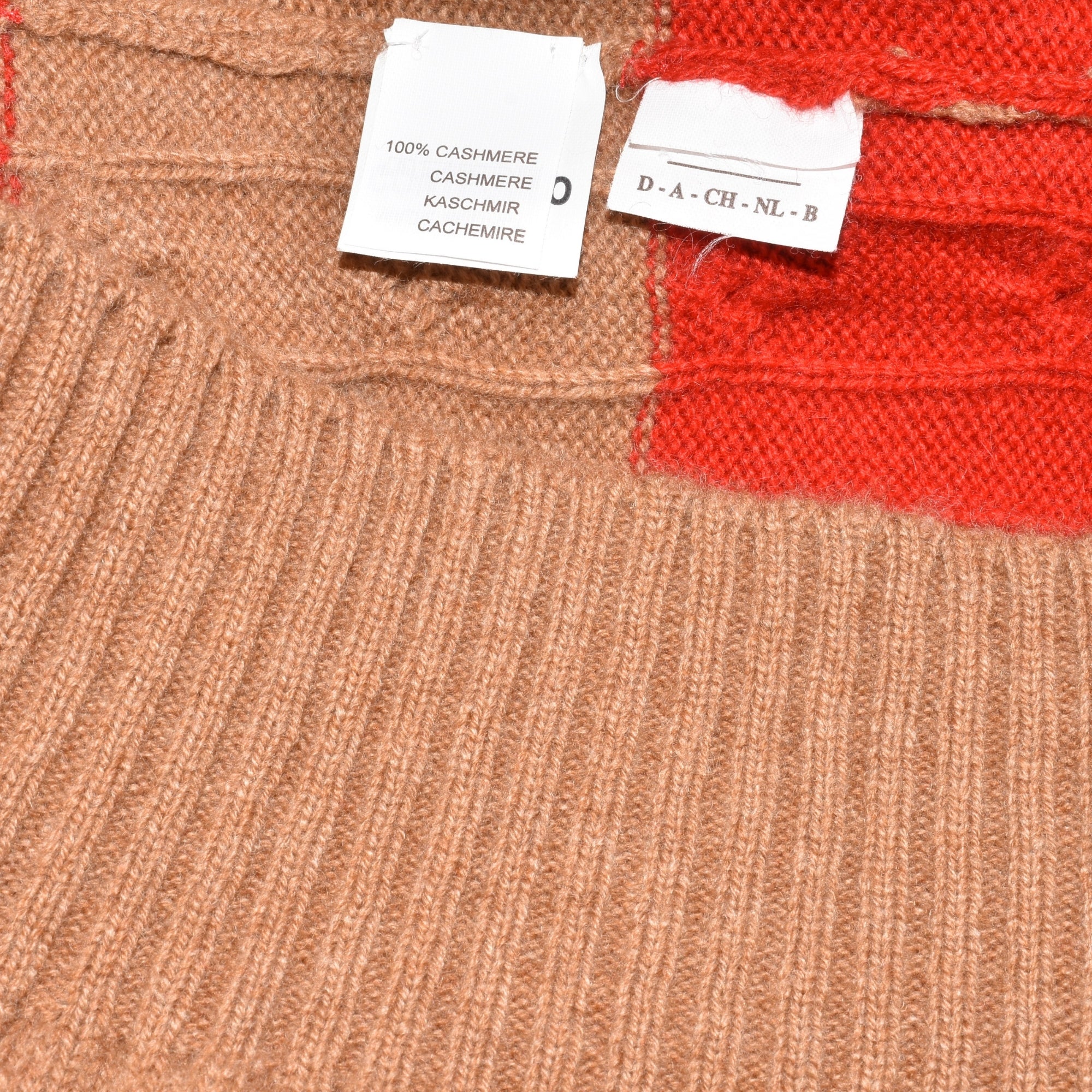 Brown/Red Striped Cable-Knit Sweater (EU 50)