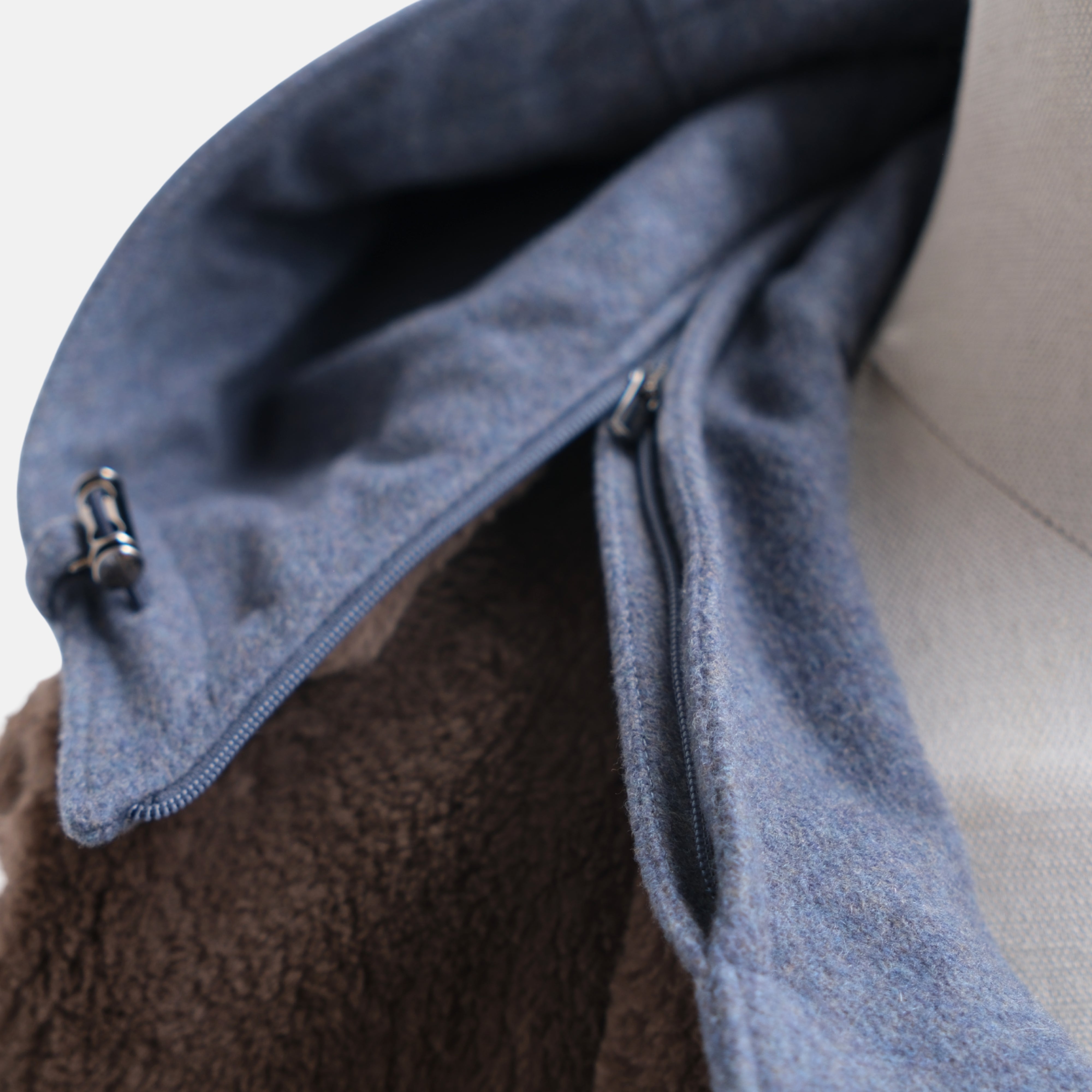 Blue Vicuna/Baby Cashmere Mink Lined Jacket with Detachable Hood (M)