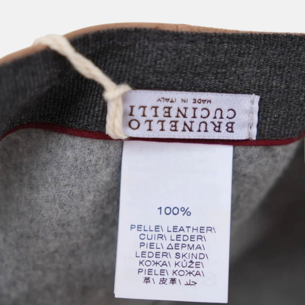 Beige Baseball Cap made of Suede (S)