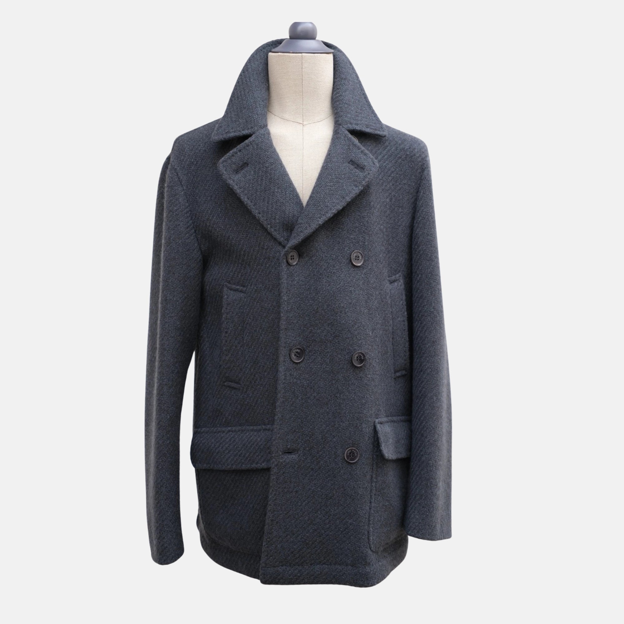 Blue Melange Coat made of Baby Cashmere (XXL)