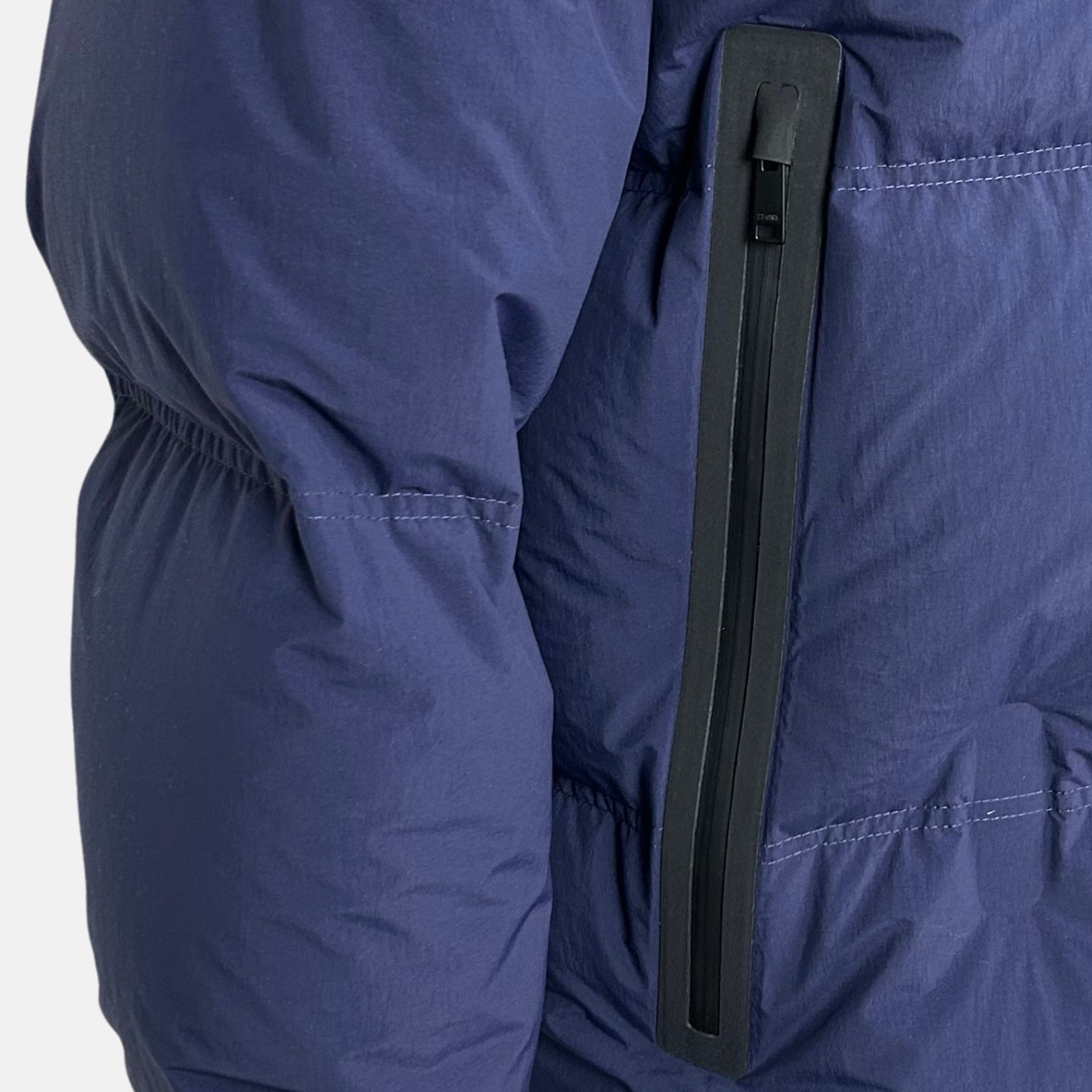 Navy Hooded Down Jacket made of Polyamide/Goose Down/Feathers (EU 48)