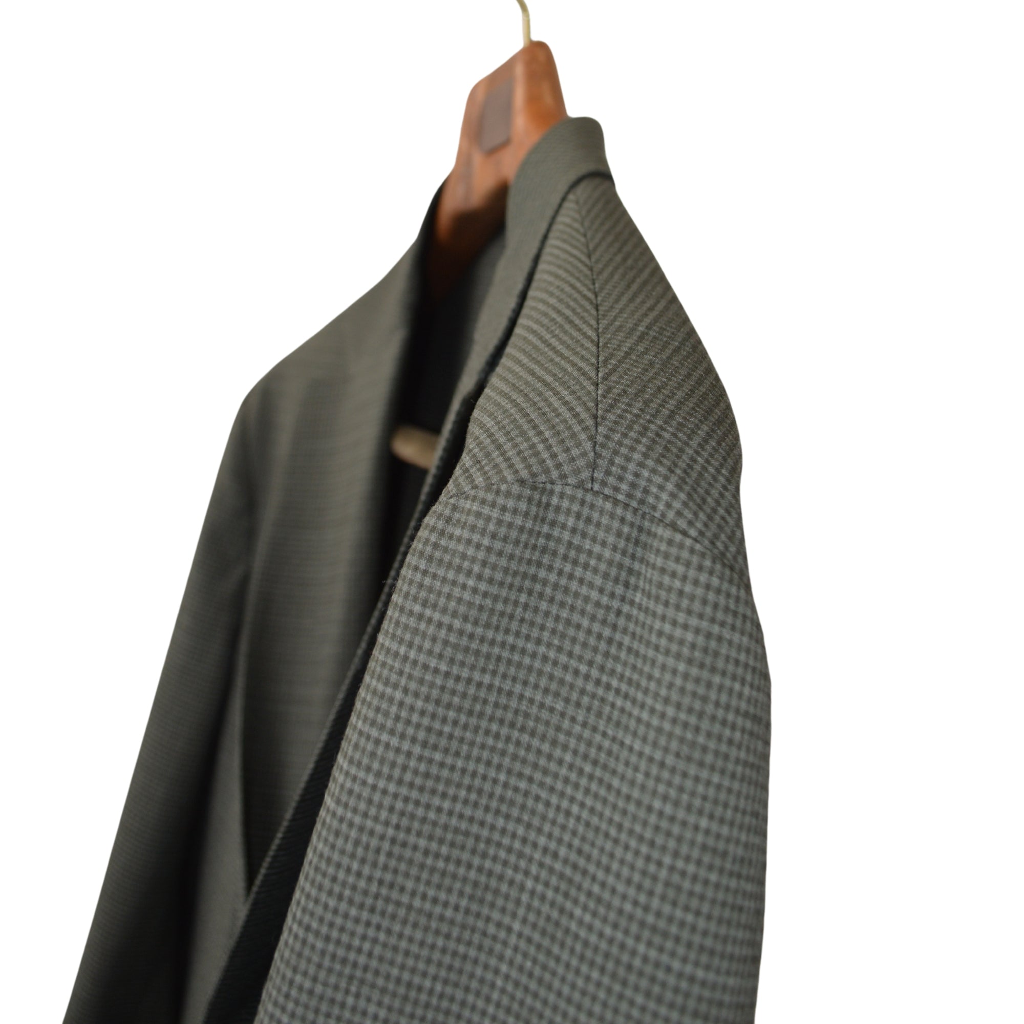 Olive Checked Suit made of Wool (EU 58)