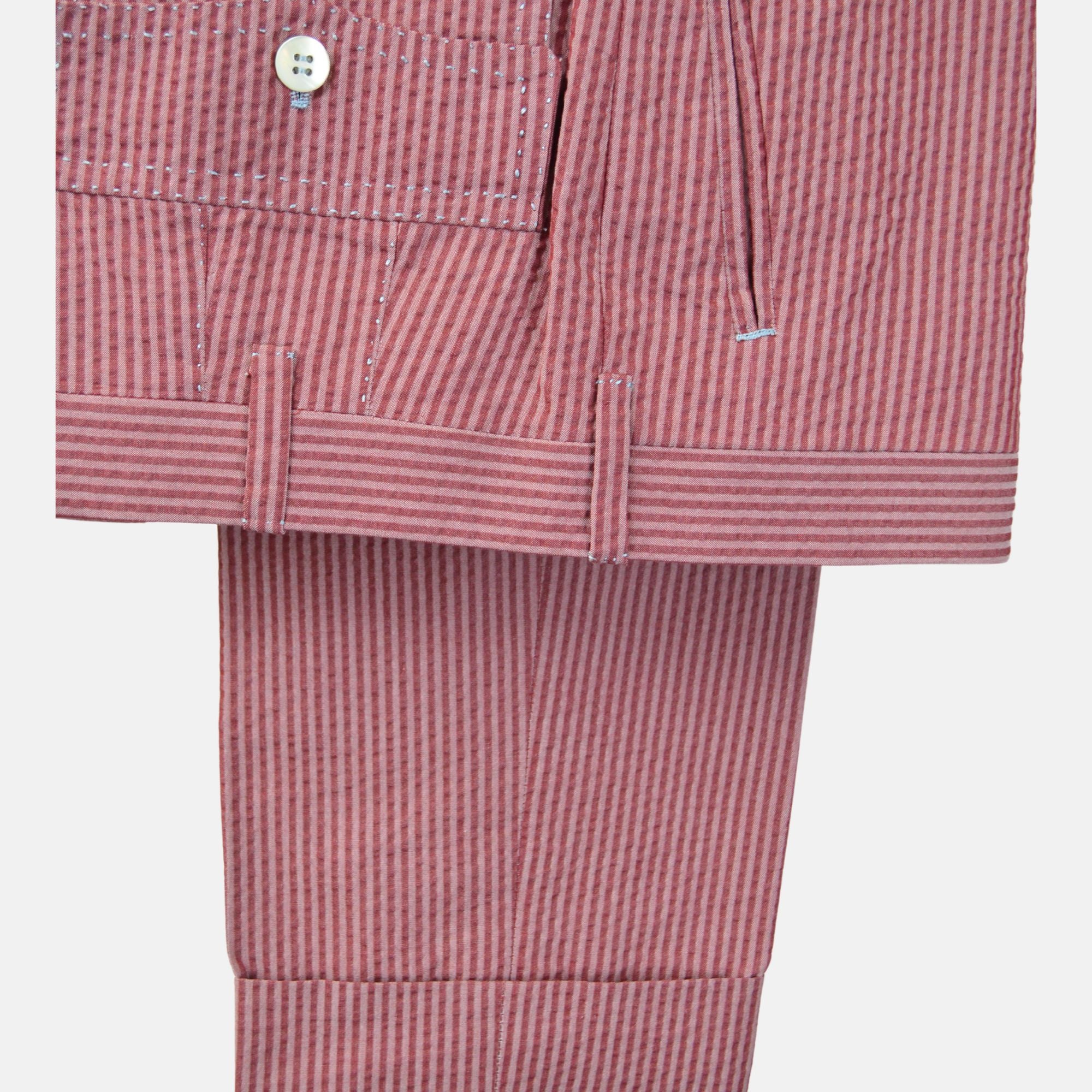 Bordeaux Striped Seersucker Suit made of Cotton (54)