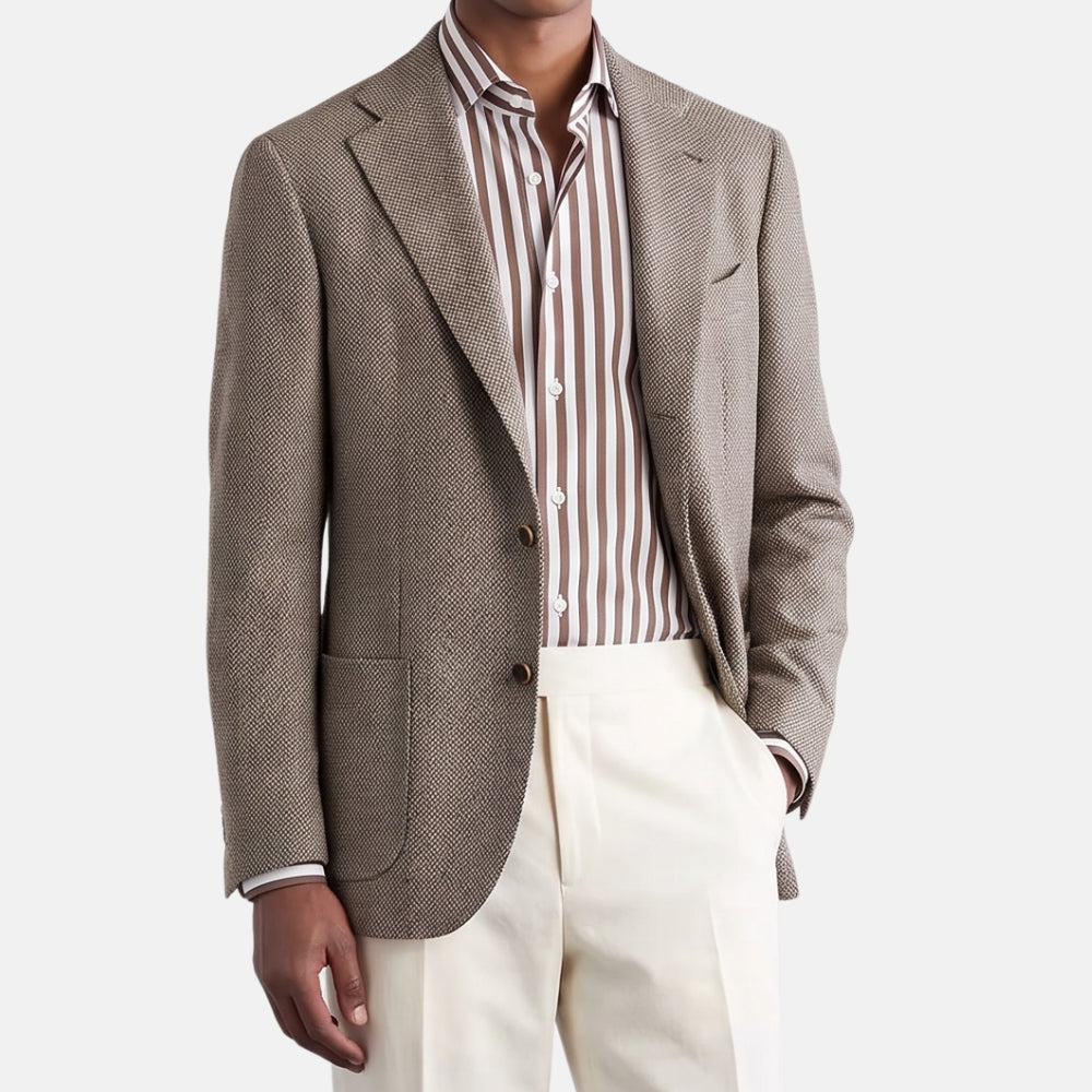 Beige Patterned Cashmere/Silk Blazer (EU 46)