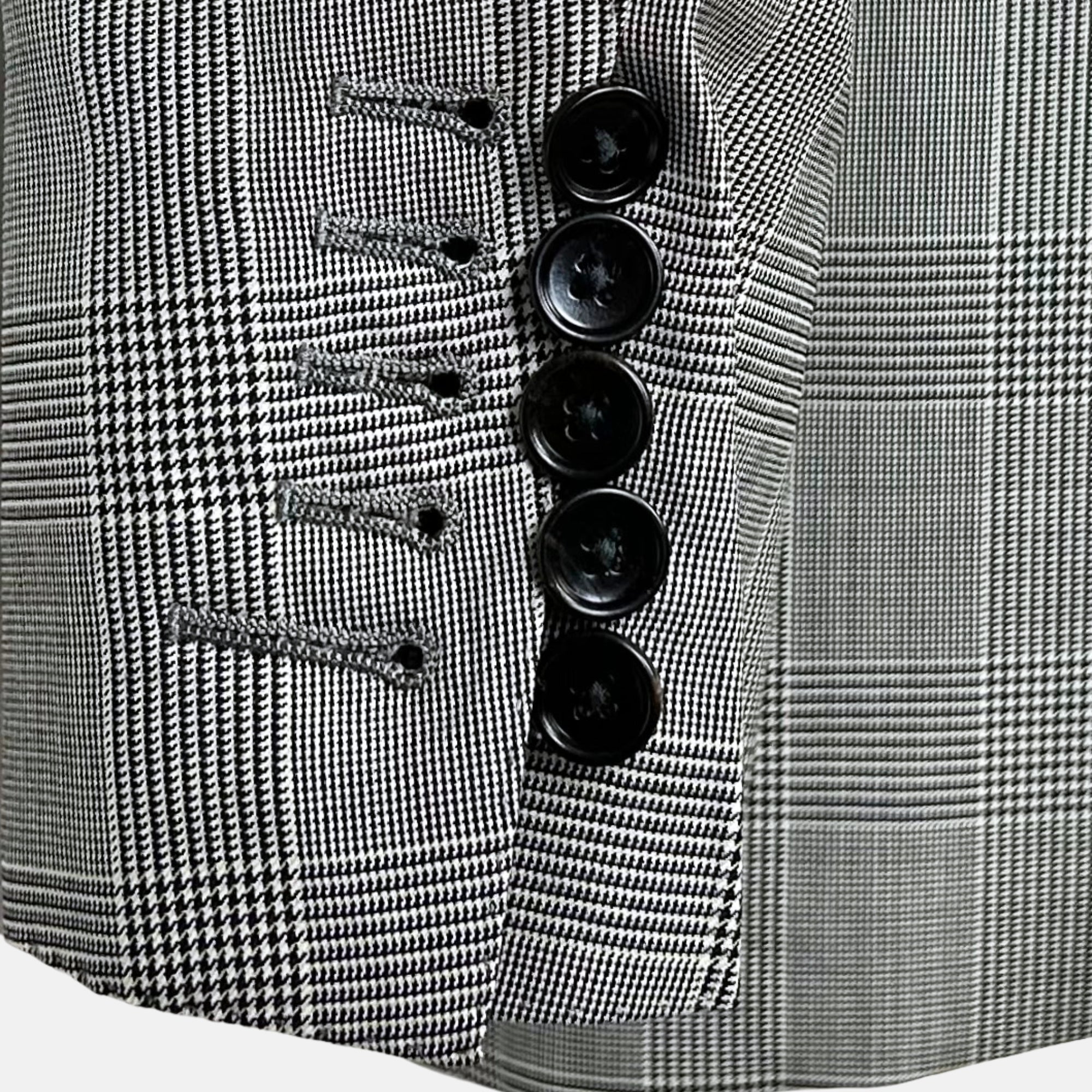 Black/White Glencheck Suit made of Wool (EU 54)