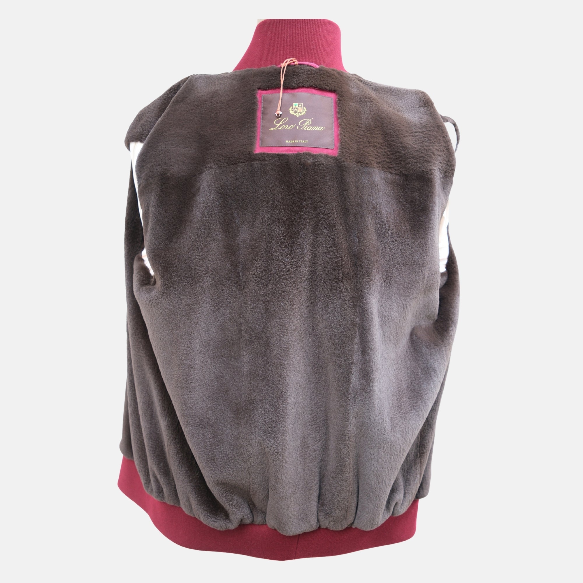 Red Suede Bomber Jacket with Beaver Lining (M)