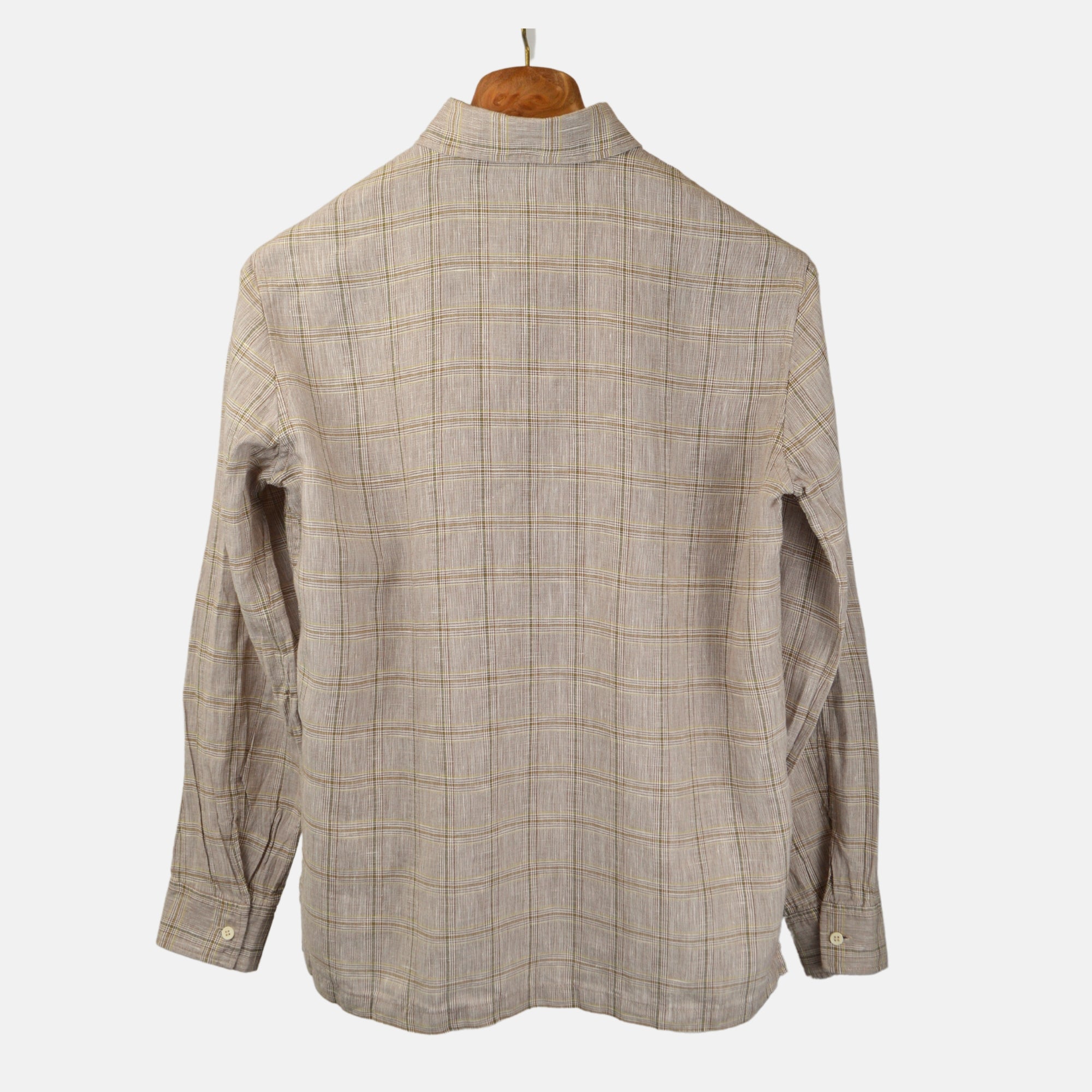 Brown Checked Shirt made of Linen (M)