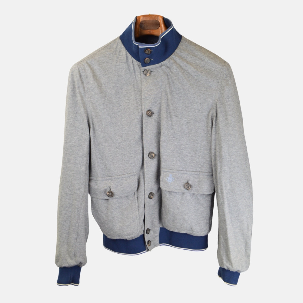 Blue/Grey Reversible Blouson made of Cotton/Polyamide (46)