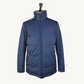 Navy Blue Goose Down Jacket with Cashmere/Suede Details