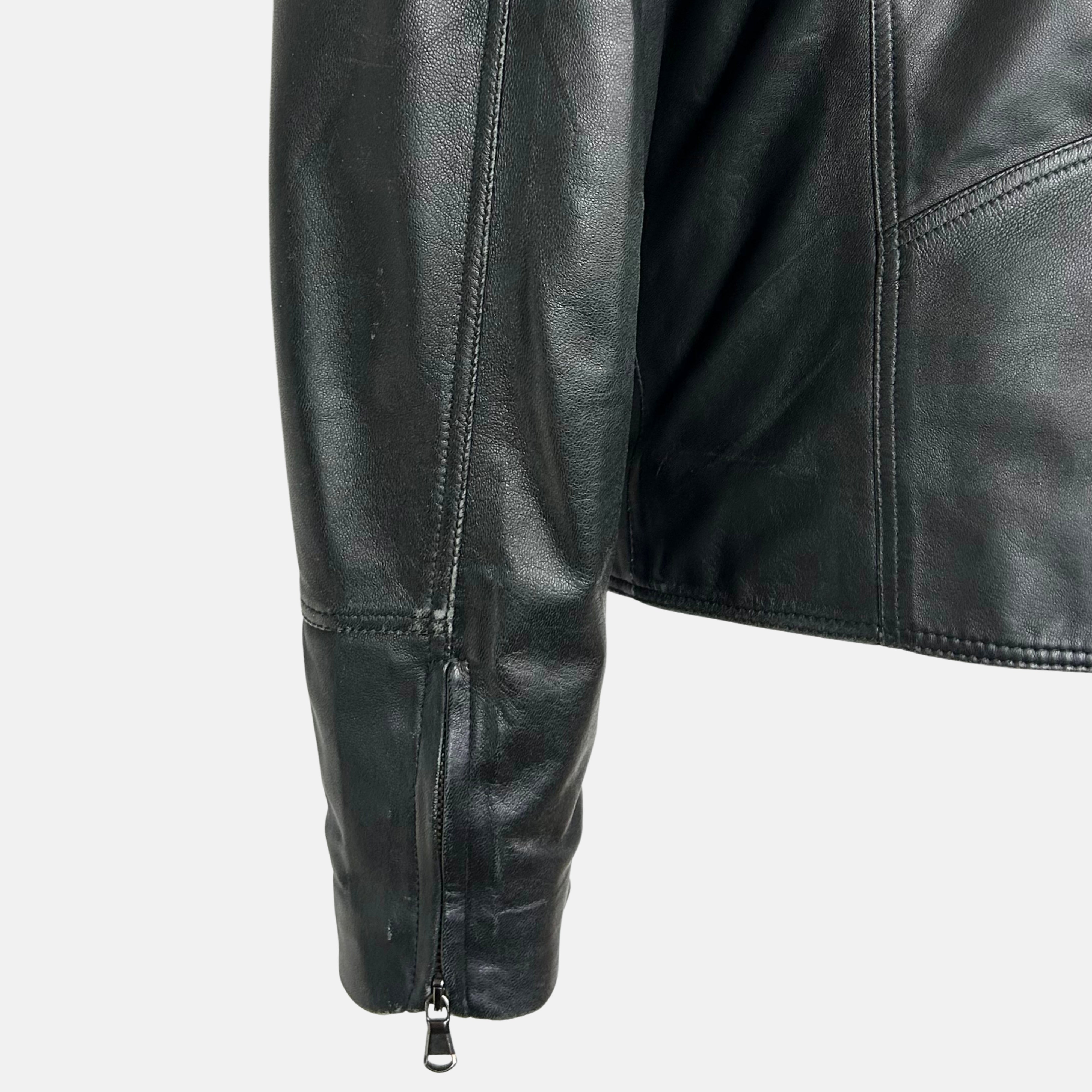 Black Biker Jacket made of Leather (EU 48)