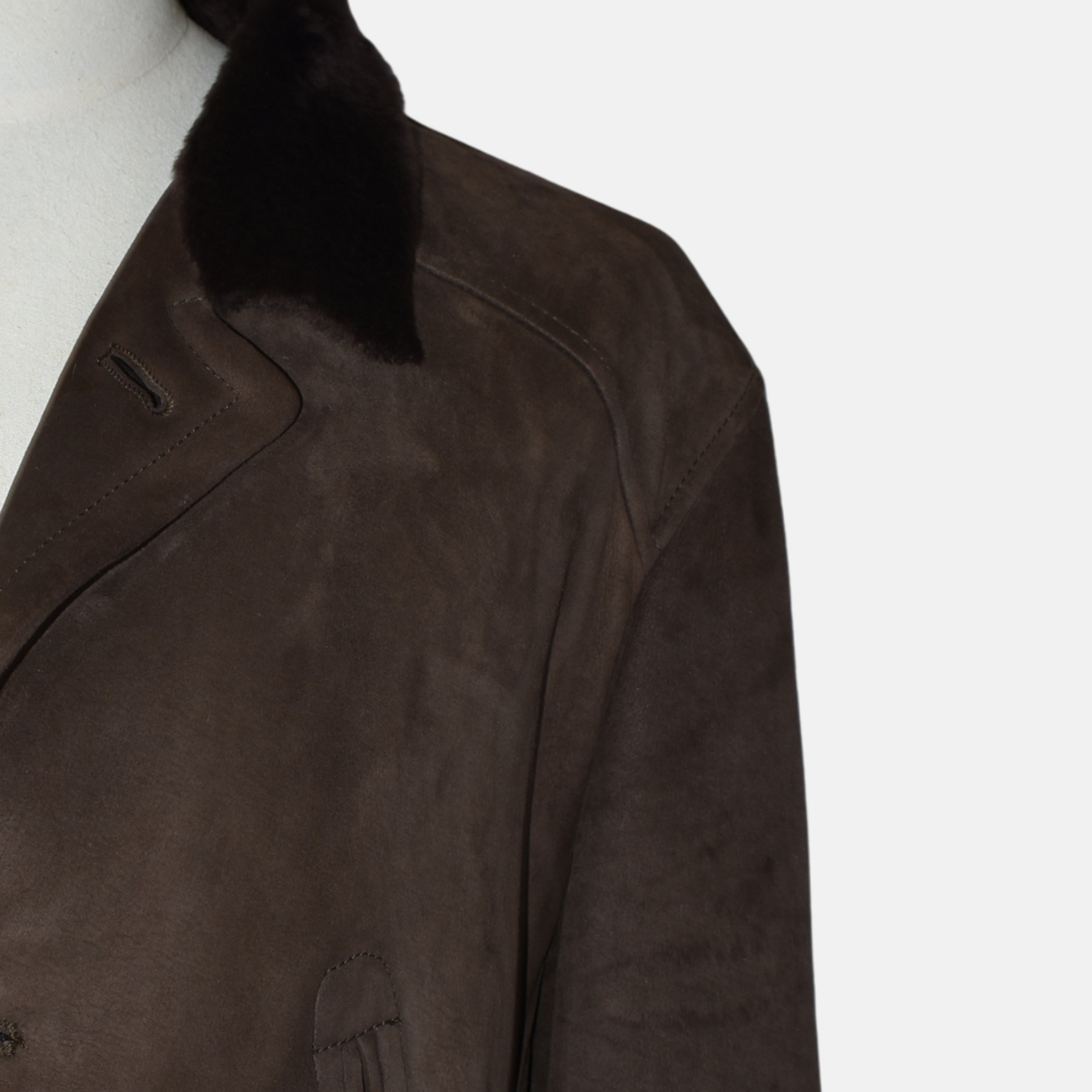 Brauner Shearling-Mantel (XL)