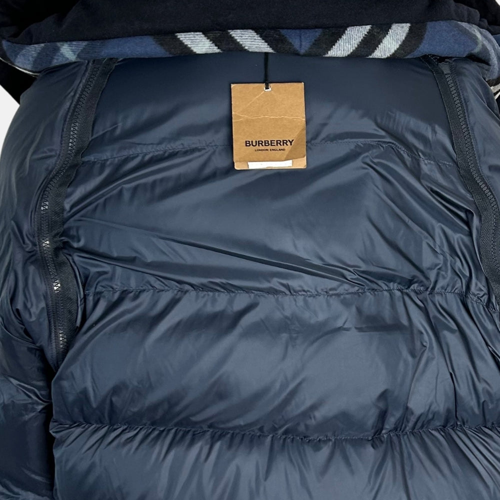 Navy Hooded Down Jacket/Vest made of Cashmere (XL)