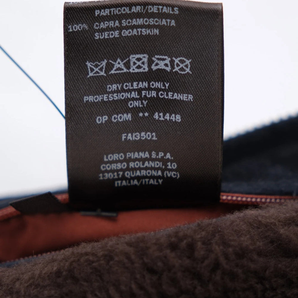 Navy Blue Hooded Beaver Lined Cashmere Jacket (L)