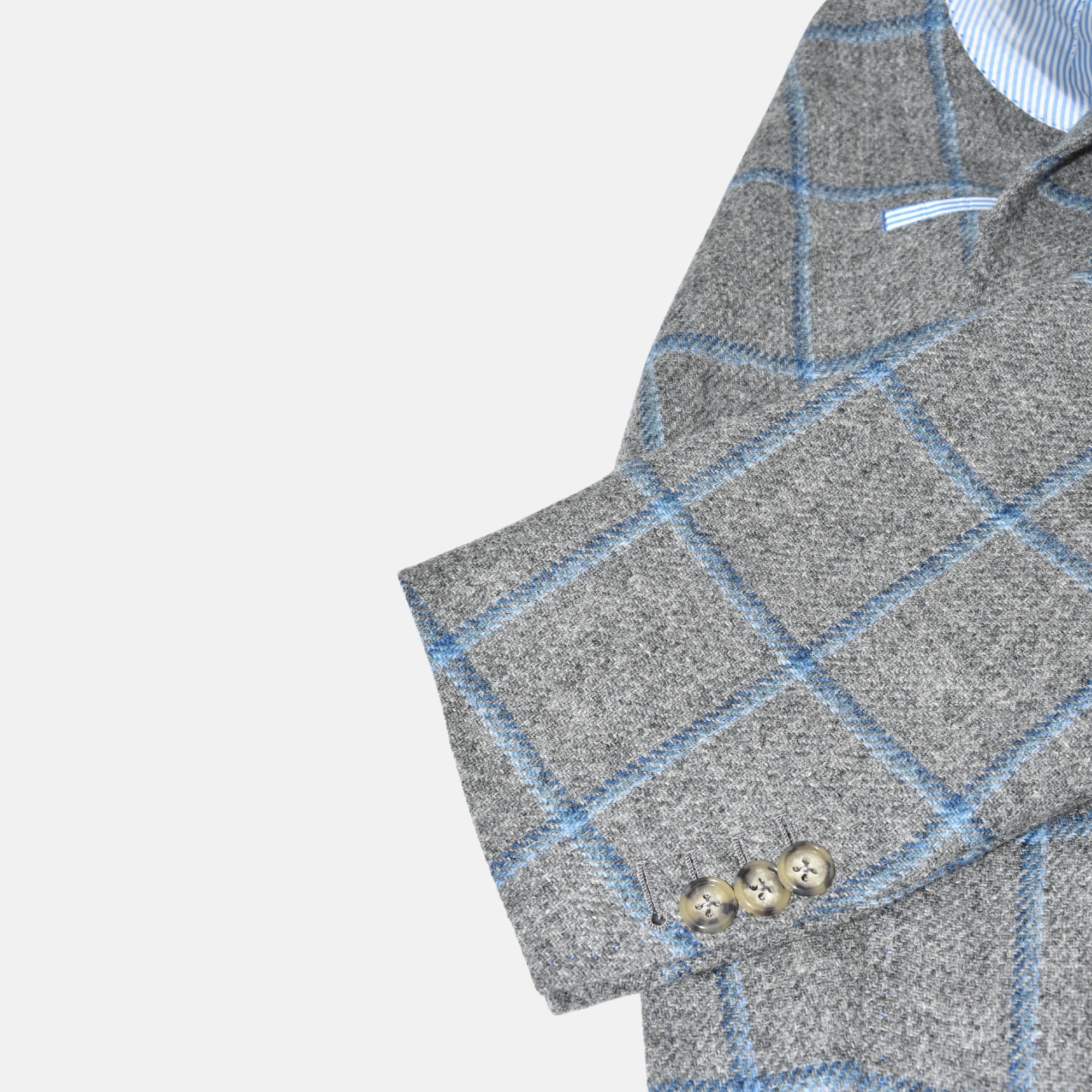 Gray/Blue Checkered Blazer made of Wool (EU 52L)