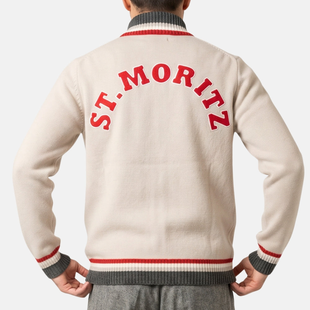 Offwhite gestrickter Halfzip „St. Moritz“ (EU 54)