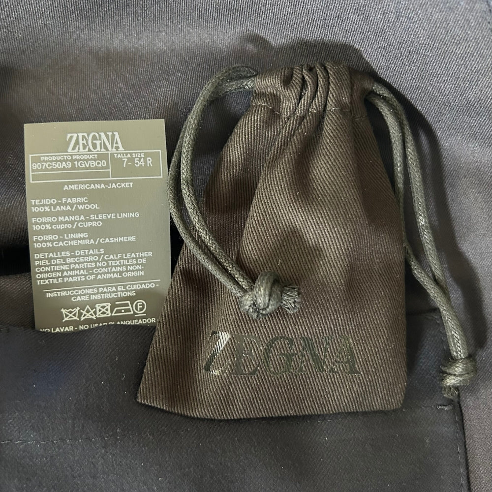Navy Wool Jacket "Il Conte" made of Wool (Vellus Aureum) (EU 54)