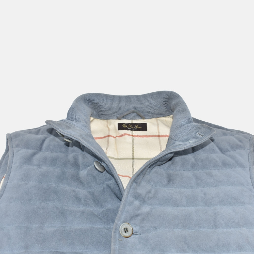 Light Blue Down Vest made of Suede (L)