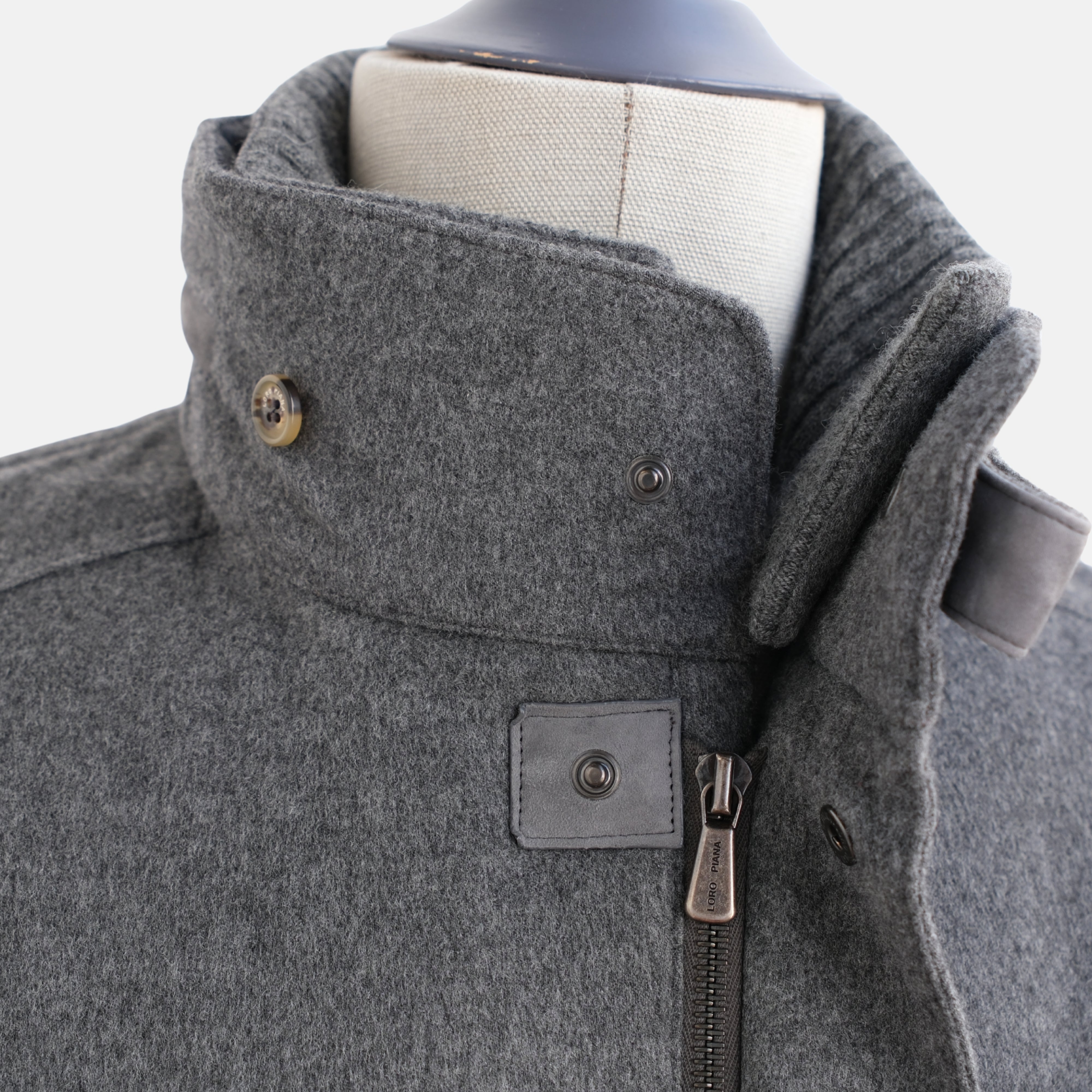 Gray Down/Storm System Jacket made of Virgin Wool/Cashmere/Suede Details (EU 52)