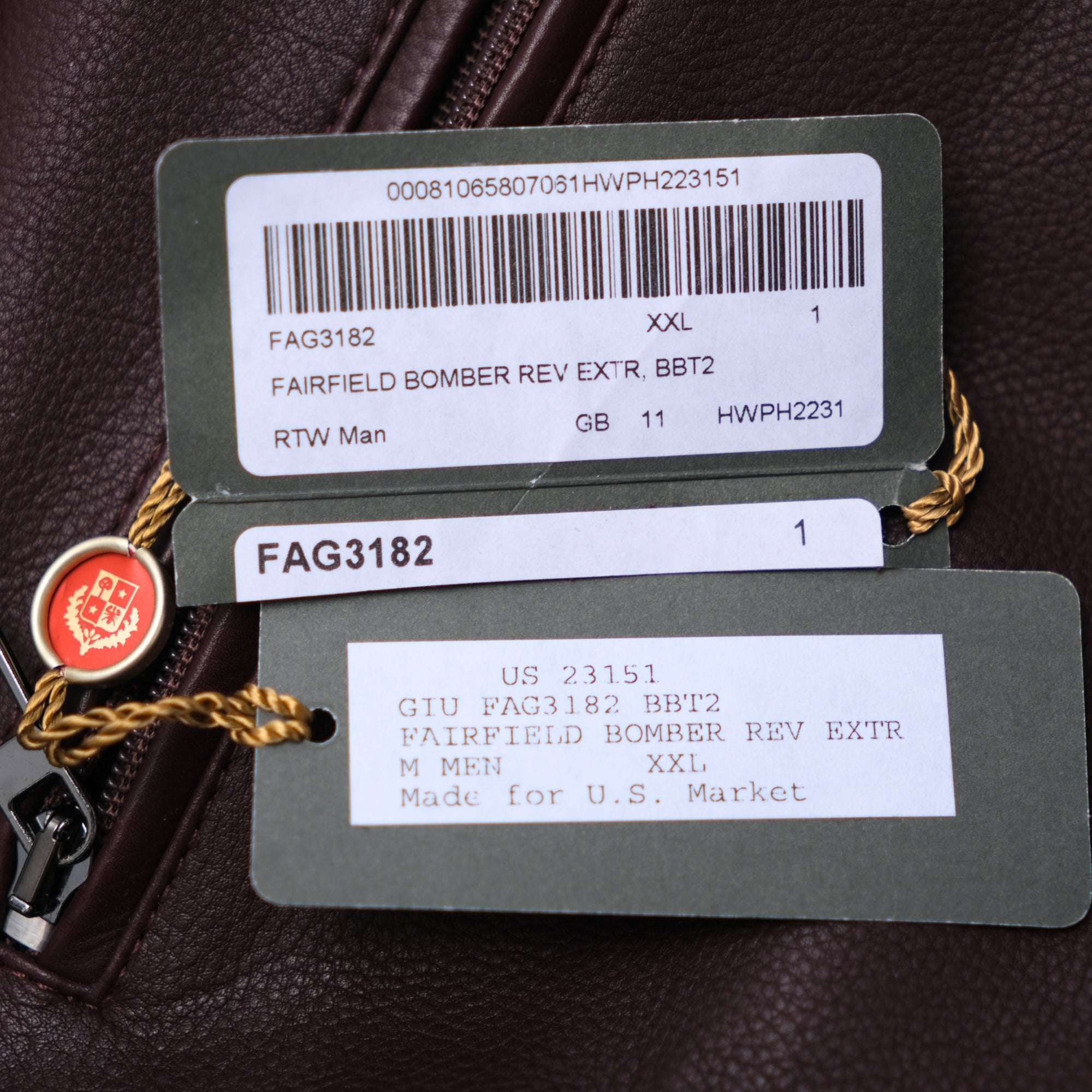 Bordeaux/Taupe Revisable Jacket made of Leather (XXL)