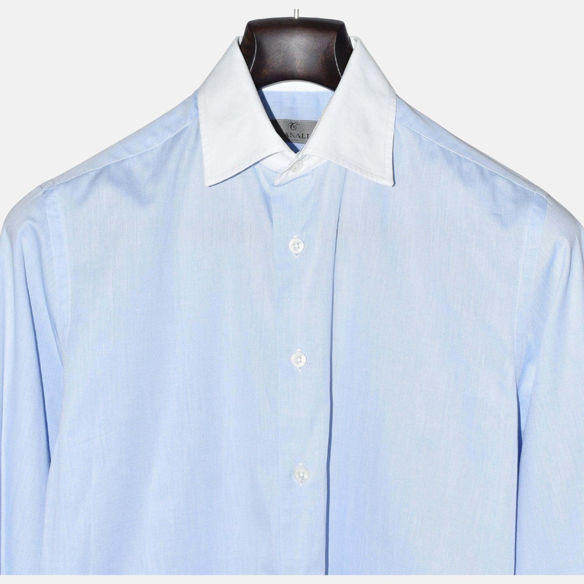 Blue Shirt/White Collar made of Cotton (EU 39)