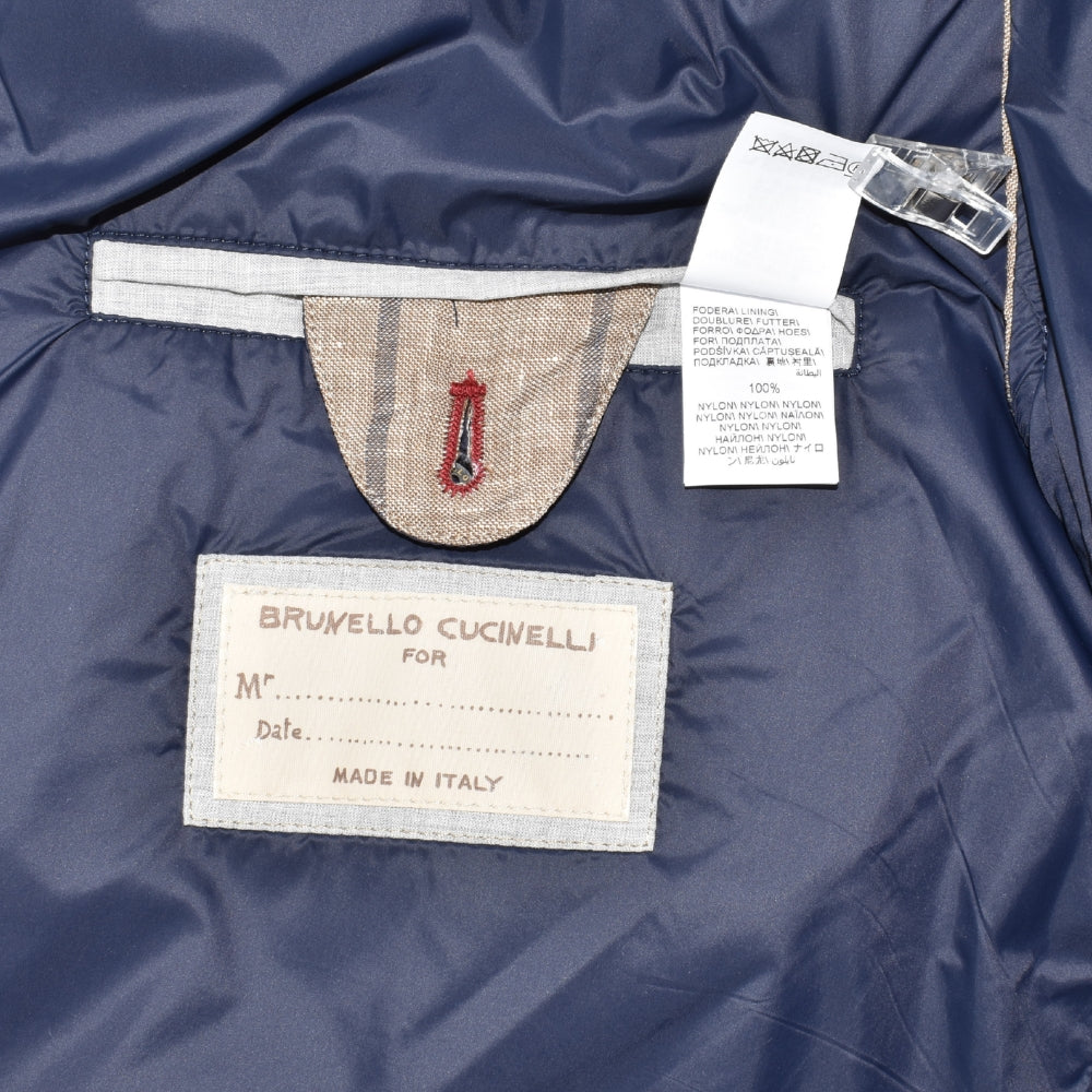 Beige-Blue Striped Vest made of Linen/Wool/Silk (L)