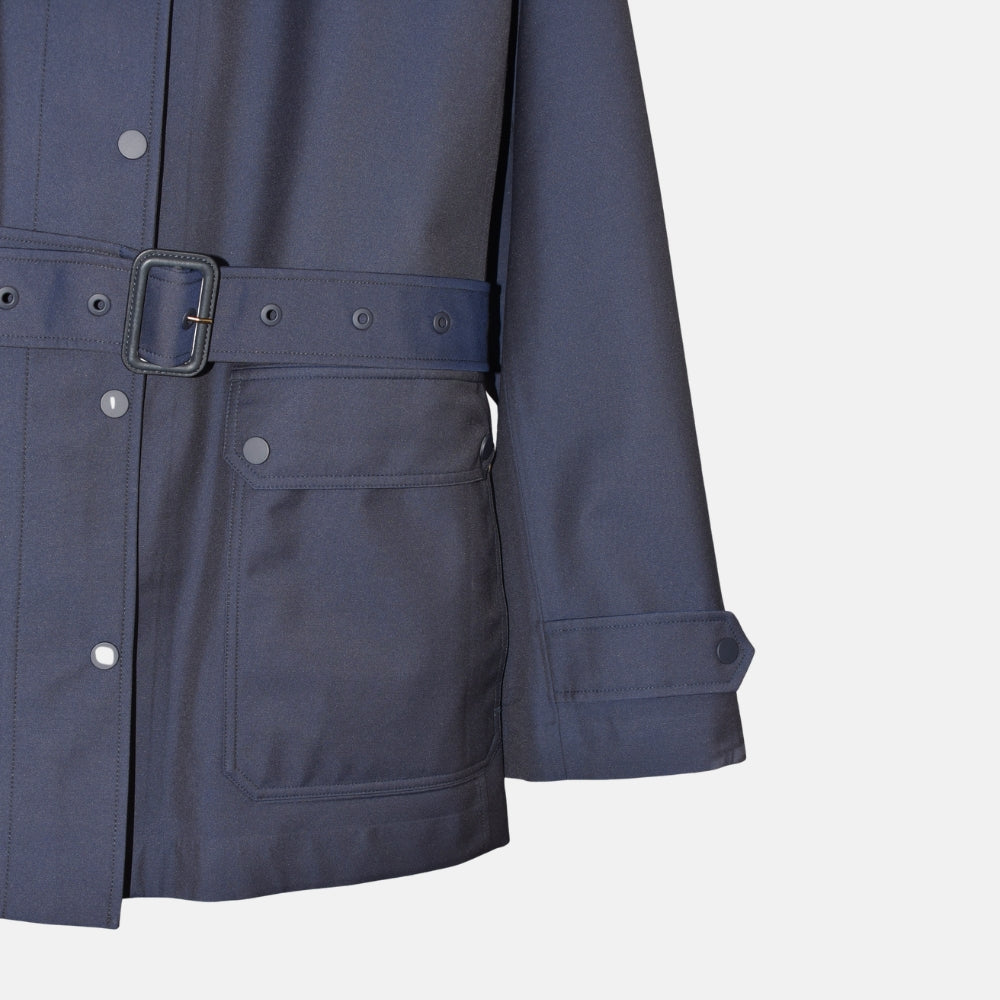 Navy Hooded Rain Jacket made of Virgin Wool/Polyamide (L)