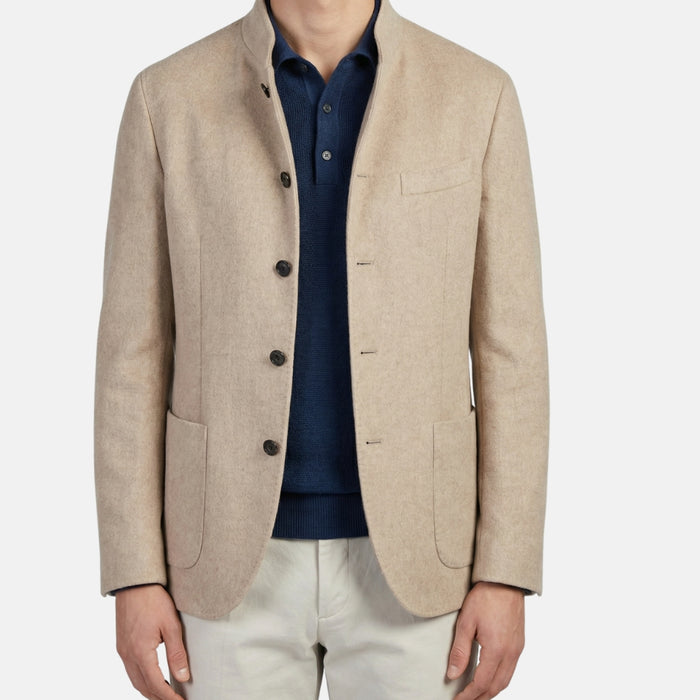 Grau/Beige Wende-Kaschmirjacke (EU 54)
