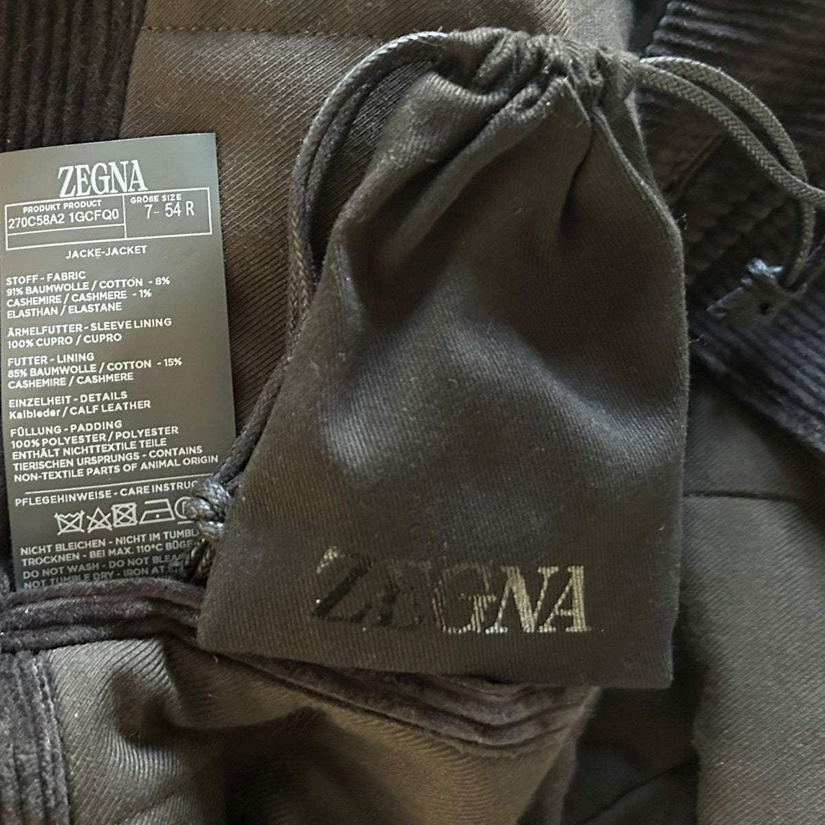 Zegna Il Conte Cashco Jacket Brown-Anthracite (EU 54)