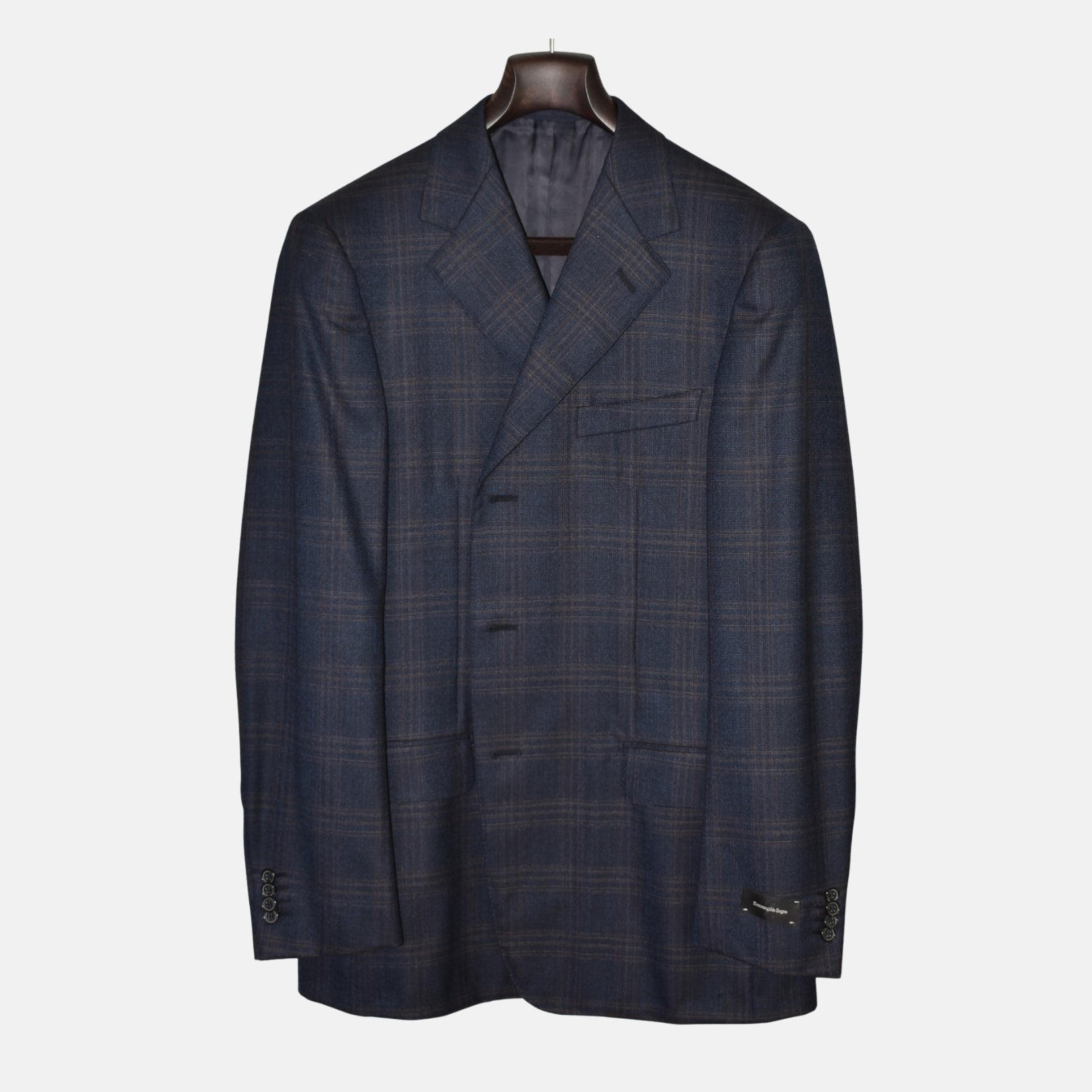 Blue/Grey Checked Wool/Cashmere Blazer (EU 52)