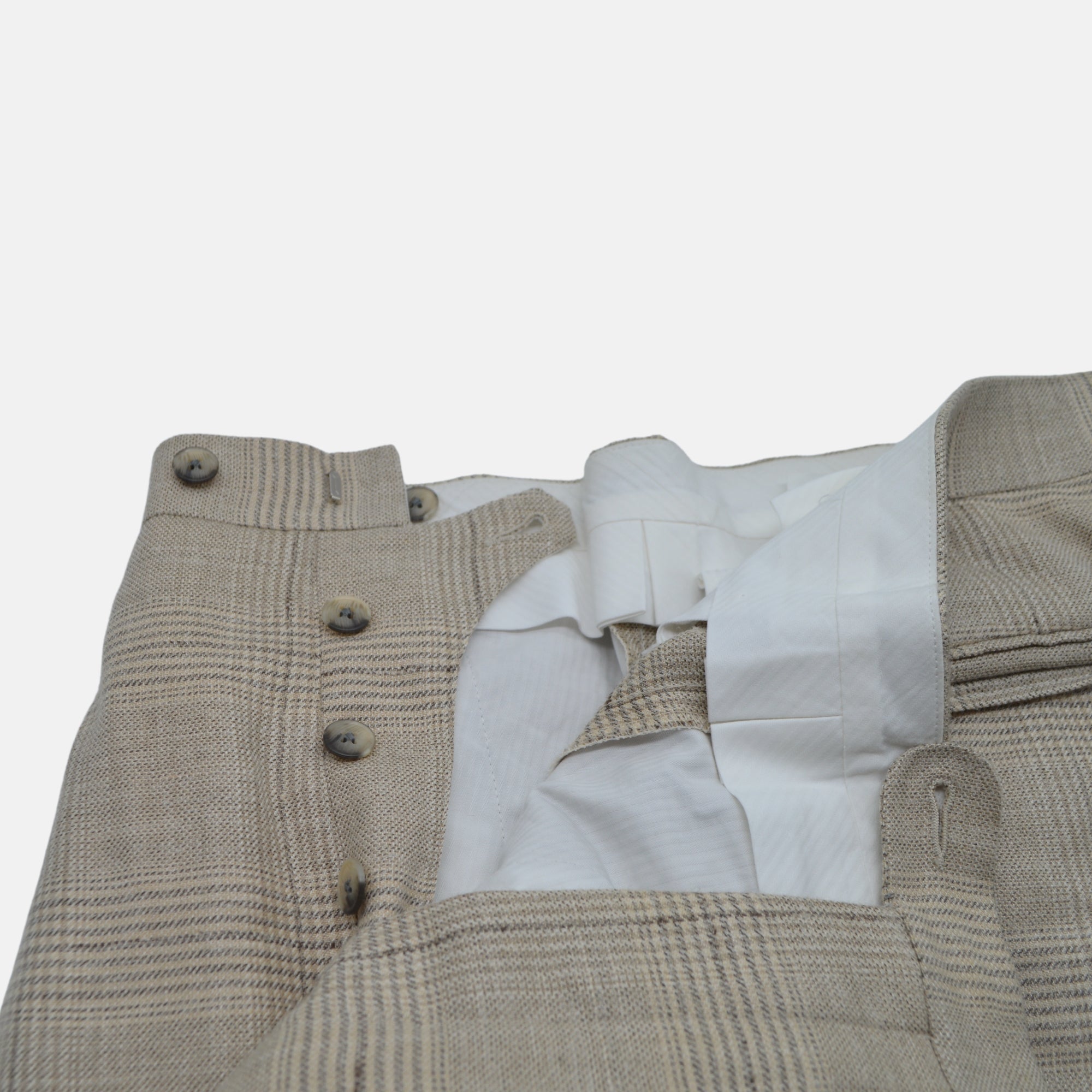 Beige Patterned Suit made of Wool/Tussah Silk/Linen (EU 54)