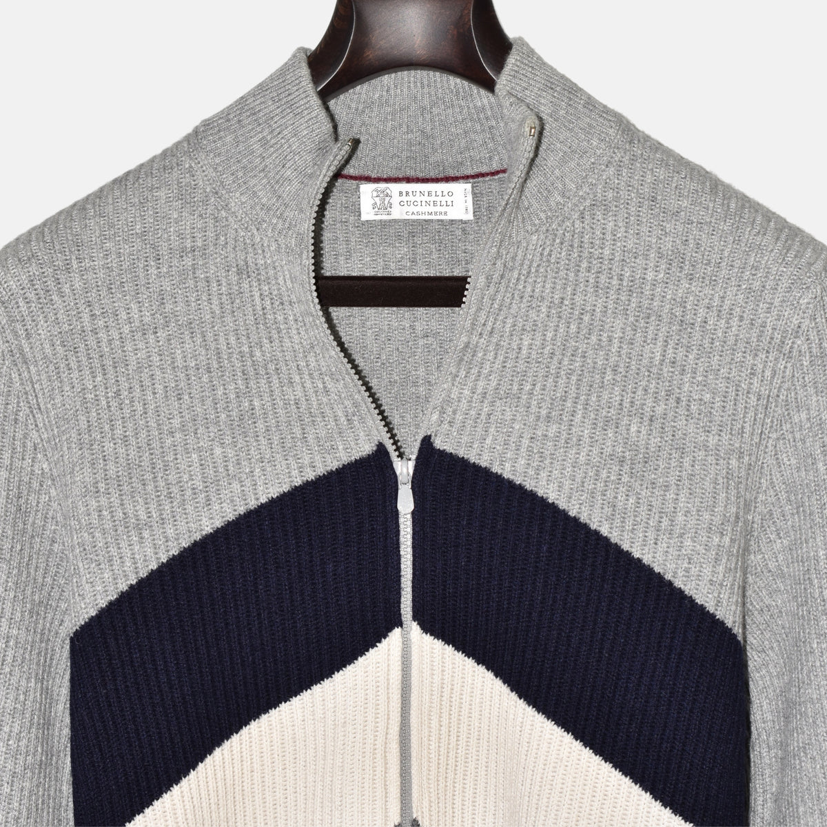 Grey/Navy Cashmere Zipper-Jacket (EU 48)