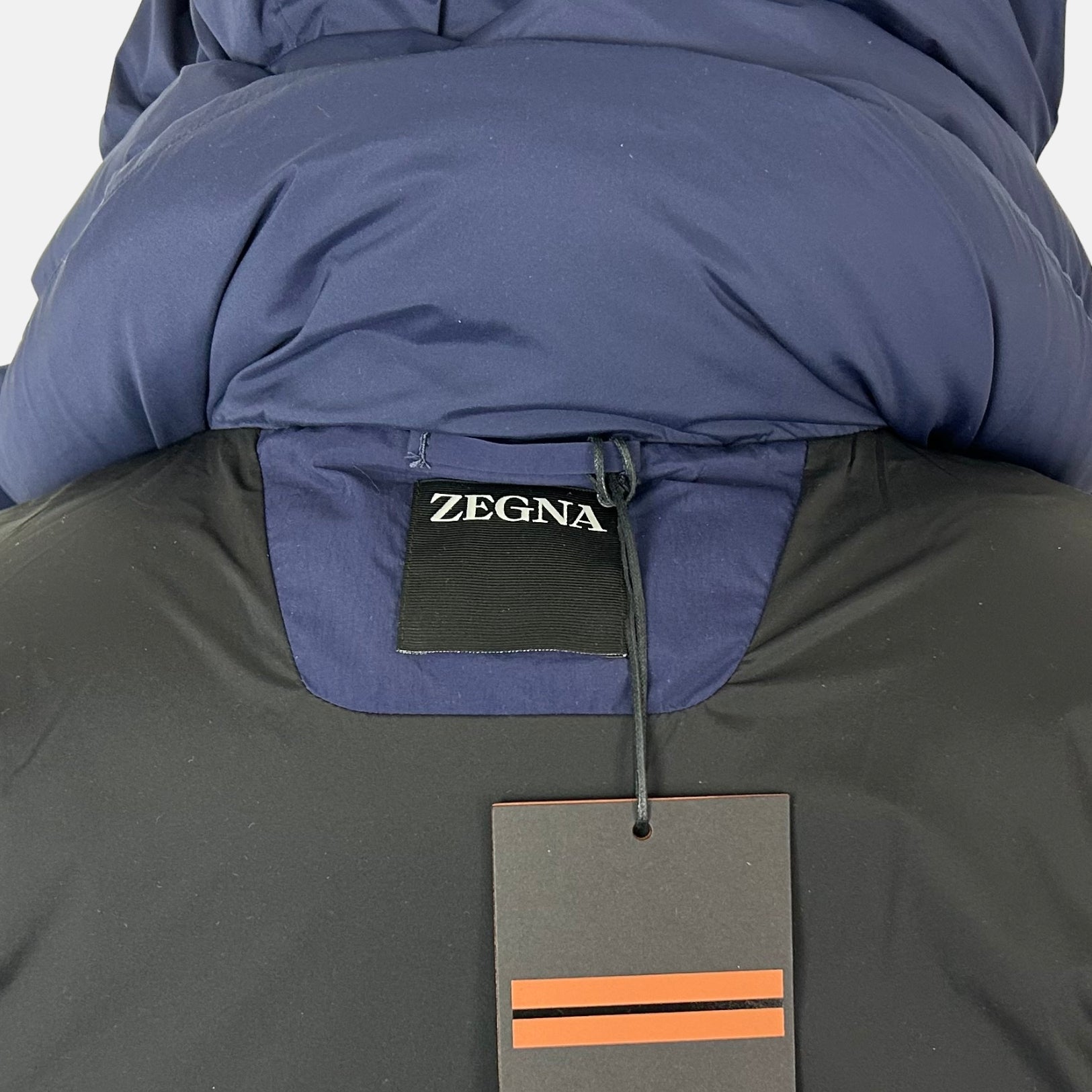 Navy Hooded Down Jacket made of Polyamide/Goose Down/Feathers (EU 48)