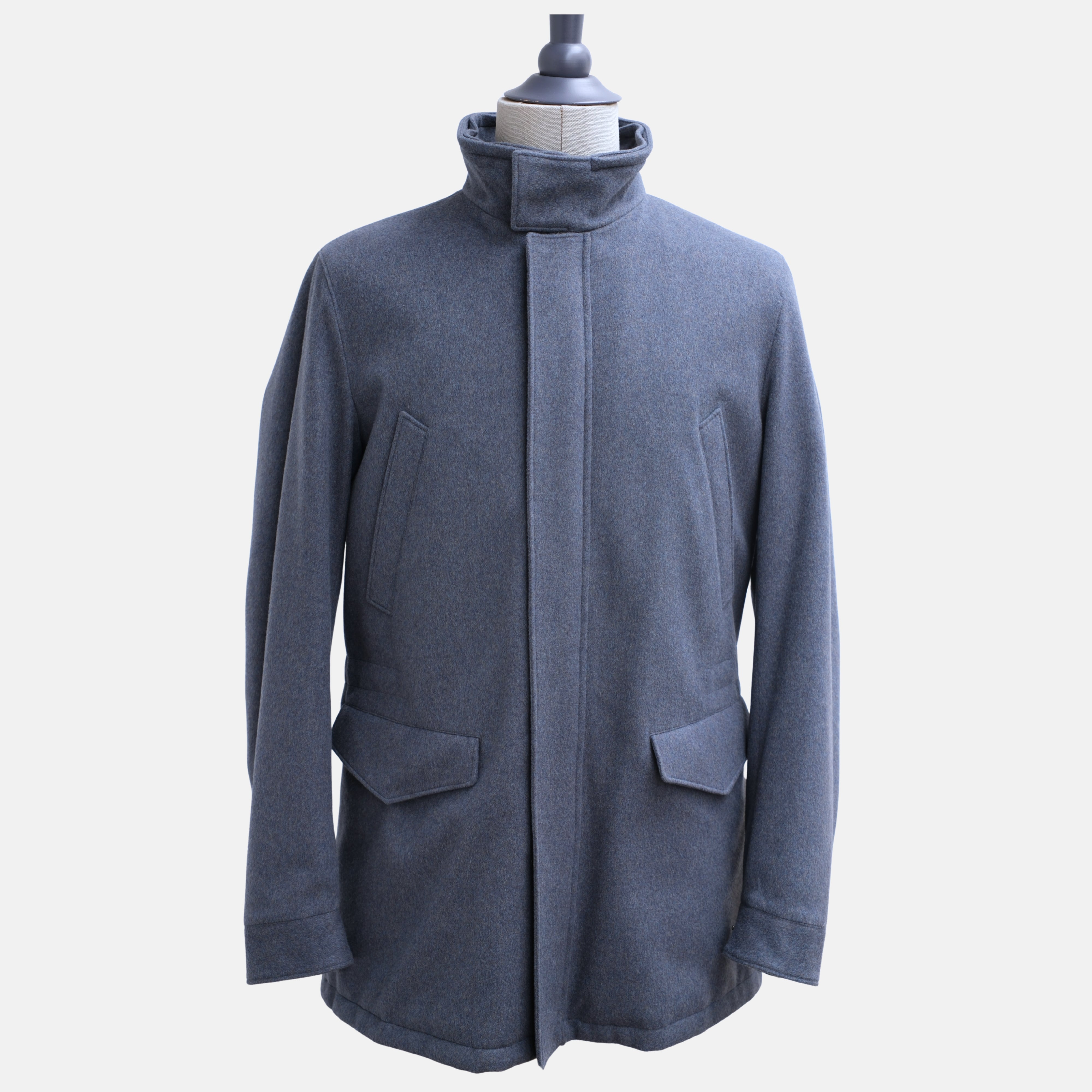 Blue Vicuna/Baby Cashmere Mink Lined Jacket with Detachable Hood (M)
