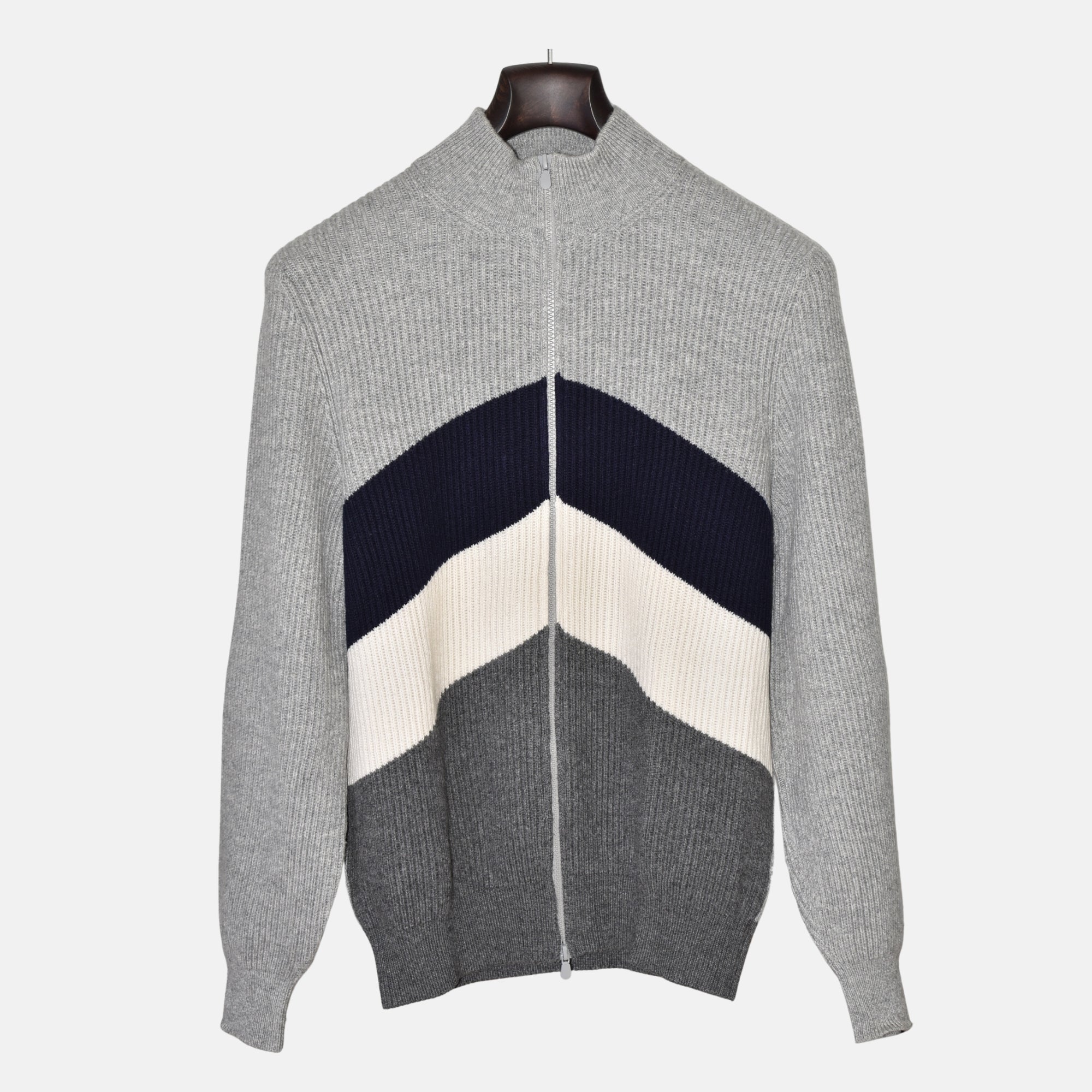 Grey/Navy Cashmere Zipper-Jacket (EU 48)