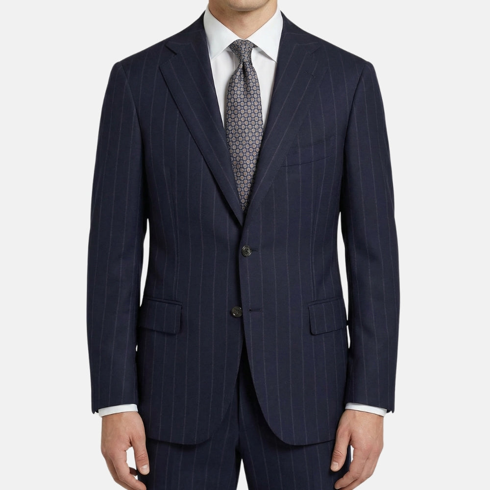Navy Chalkstripe Suit made of Wool (EU 52)