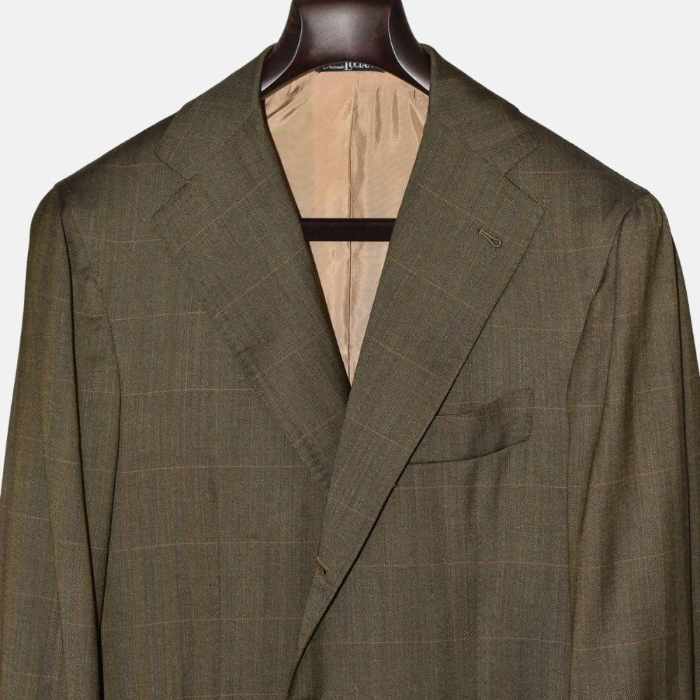 Brauner/Grüner Blazer aus Schurwolle (EU 52)