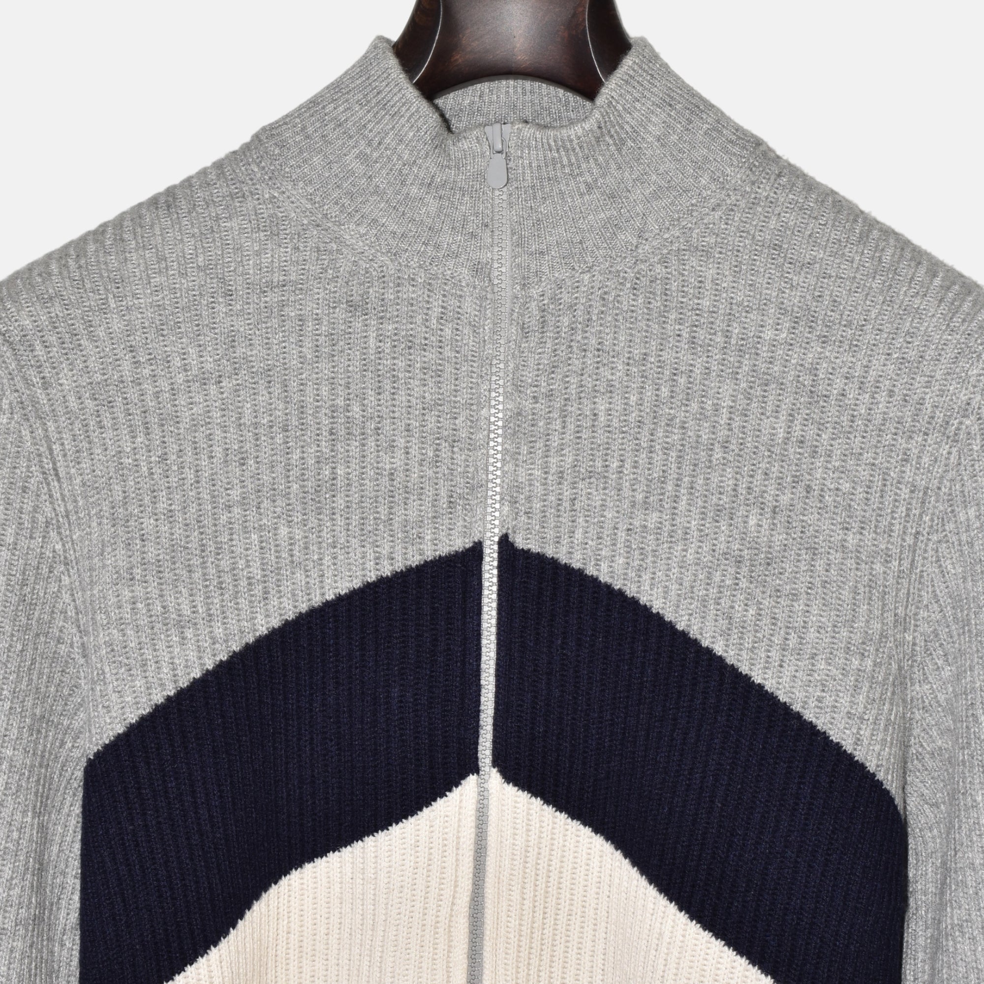 Grey/Navy Cashmere Zipper-Jacket (EU 48)