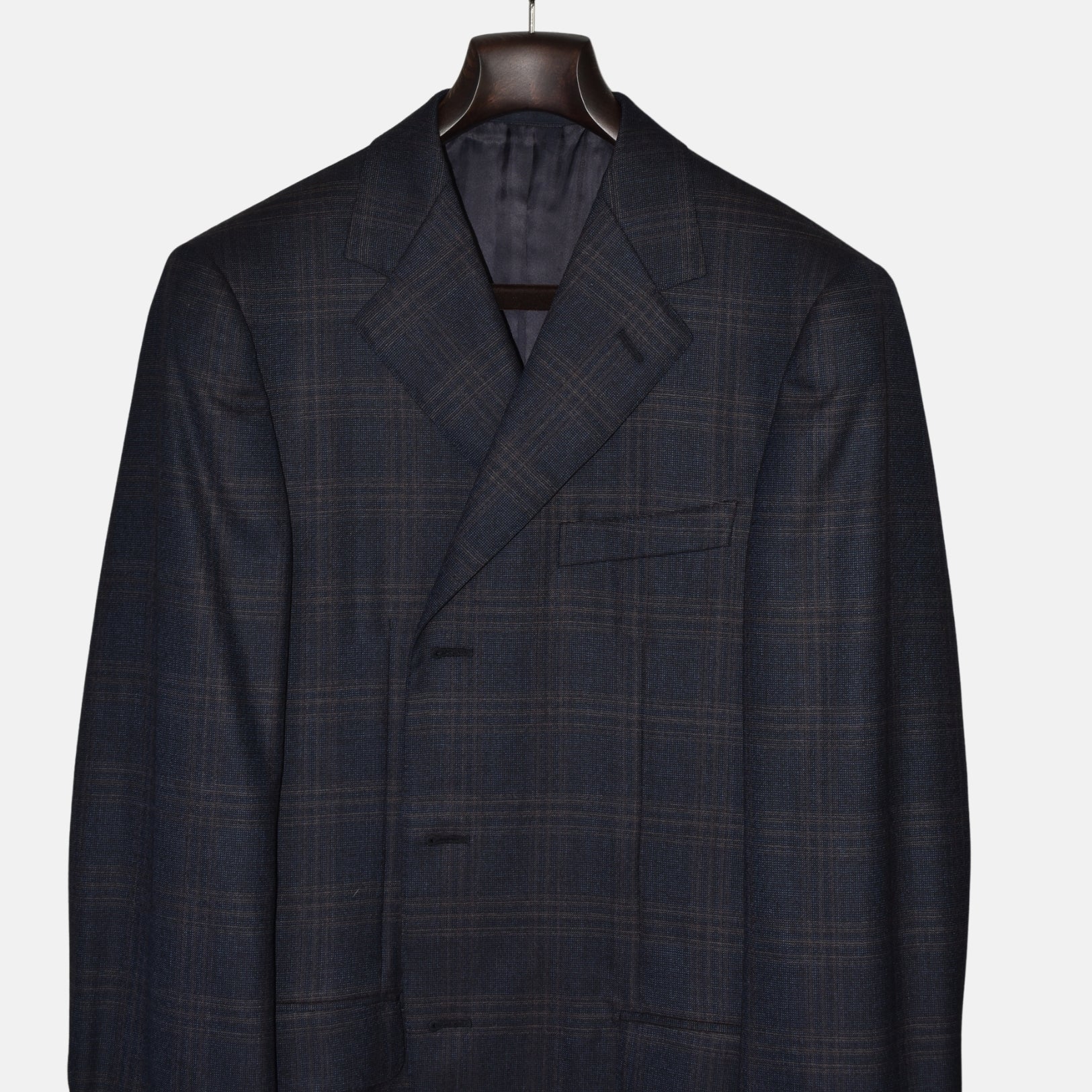 Blue/Grey Checked Wool/Cashmere Blazer (EU 52)