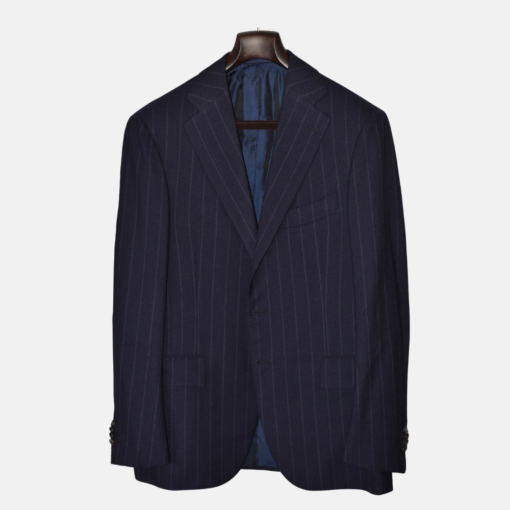 Navy Chalkstripe Suit made of Wool (EU 52)