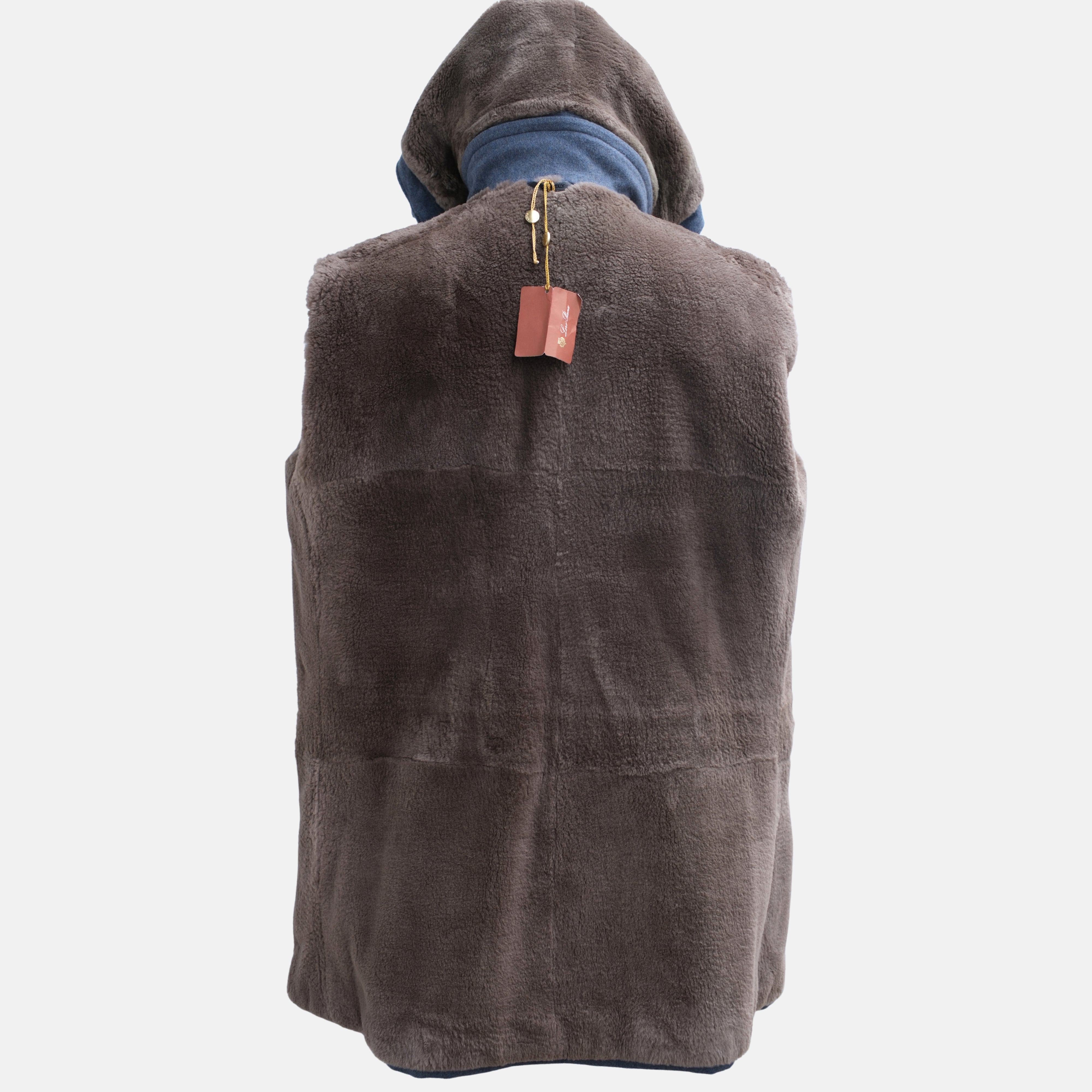 Blue Vicuna/Baby Cashmere Mink Lined Jacket with Detachable Hood (M)