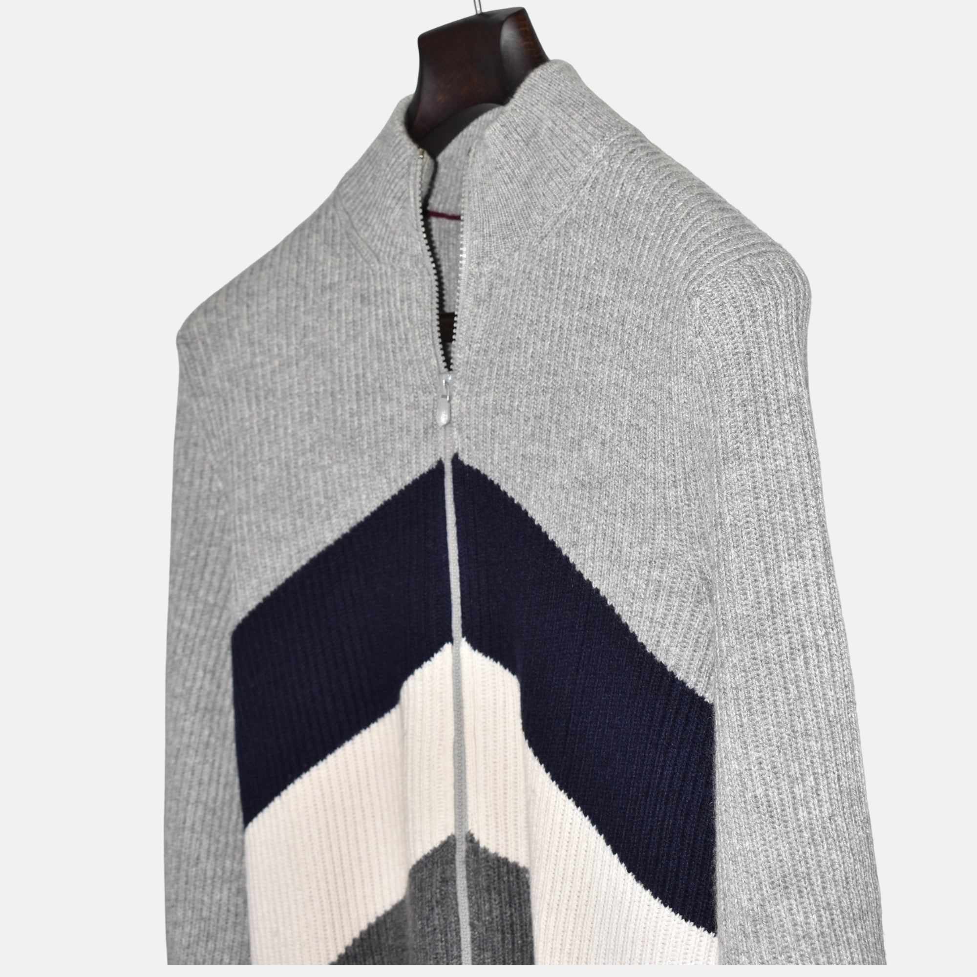 Grey/Navy Cashmere Zipper-Jacket (EU 48)
