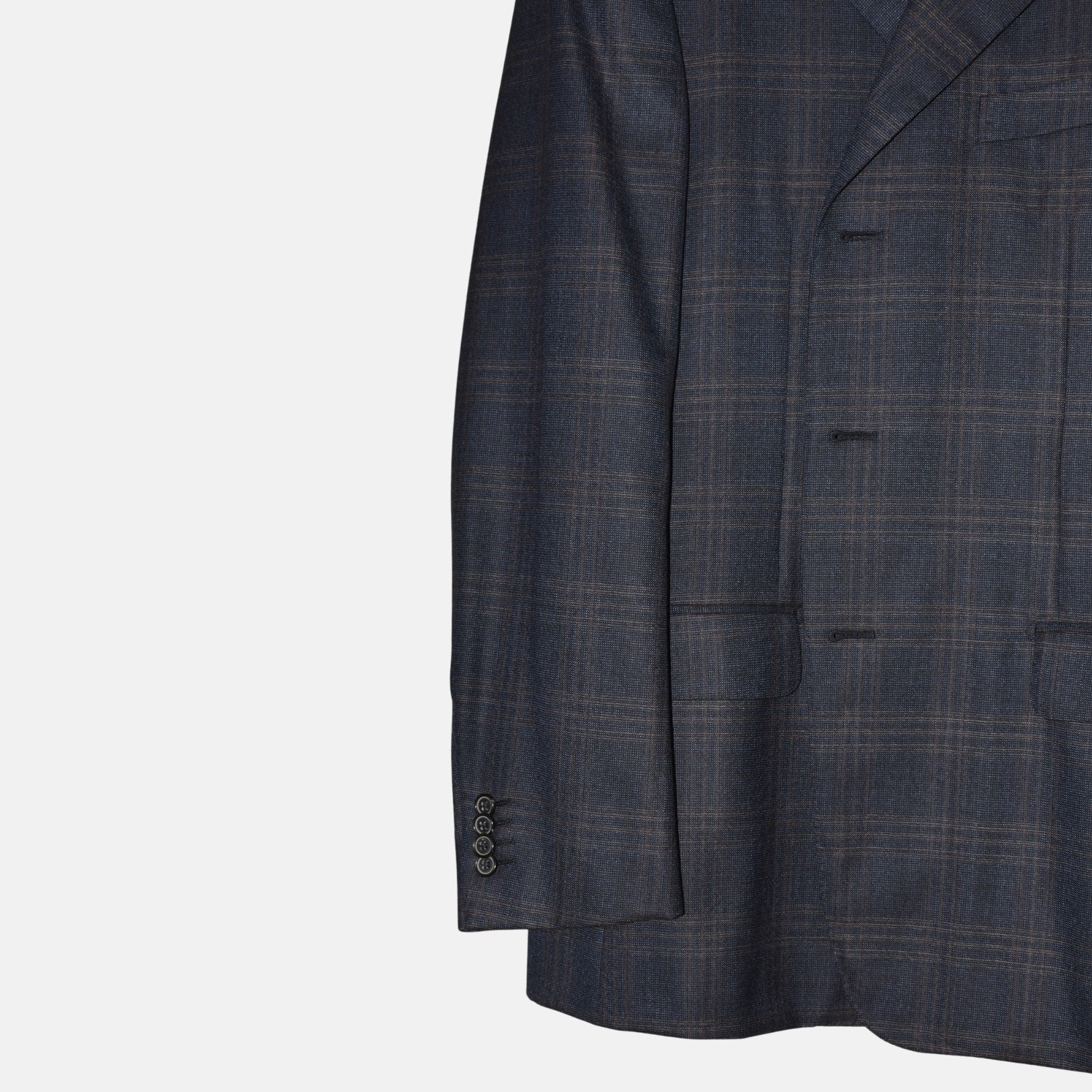 Blue/Grey Checked Wool/Cashmere Blazer (EU 52)