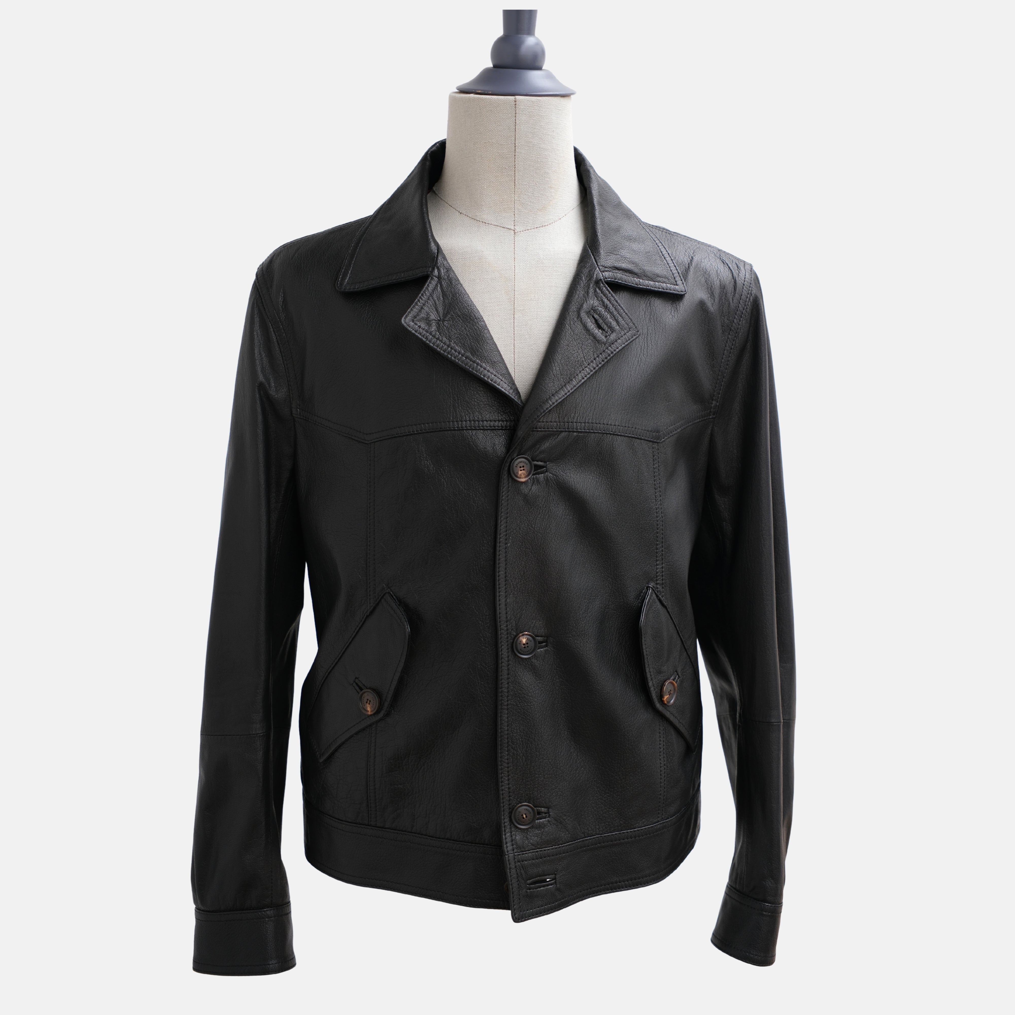 Black Biker Jacket made of Leather (M)