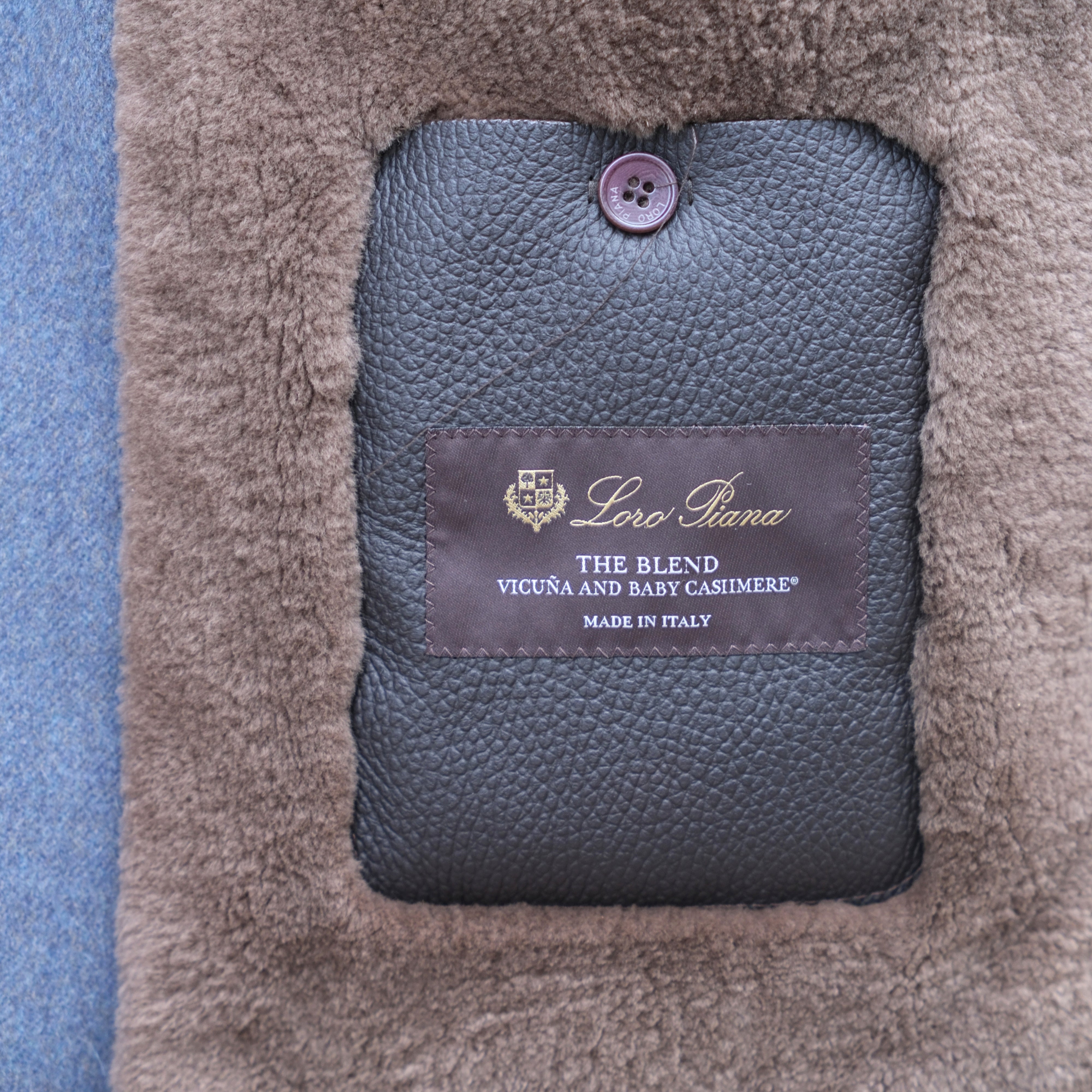 Blue Vicuna/Baby Cashmere Mink Lined Jacket with Detachable Hood (M)