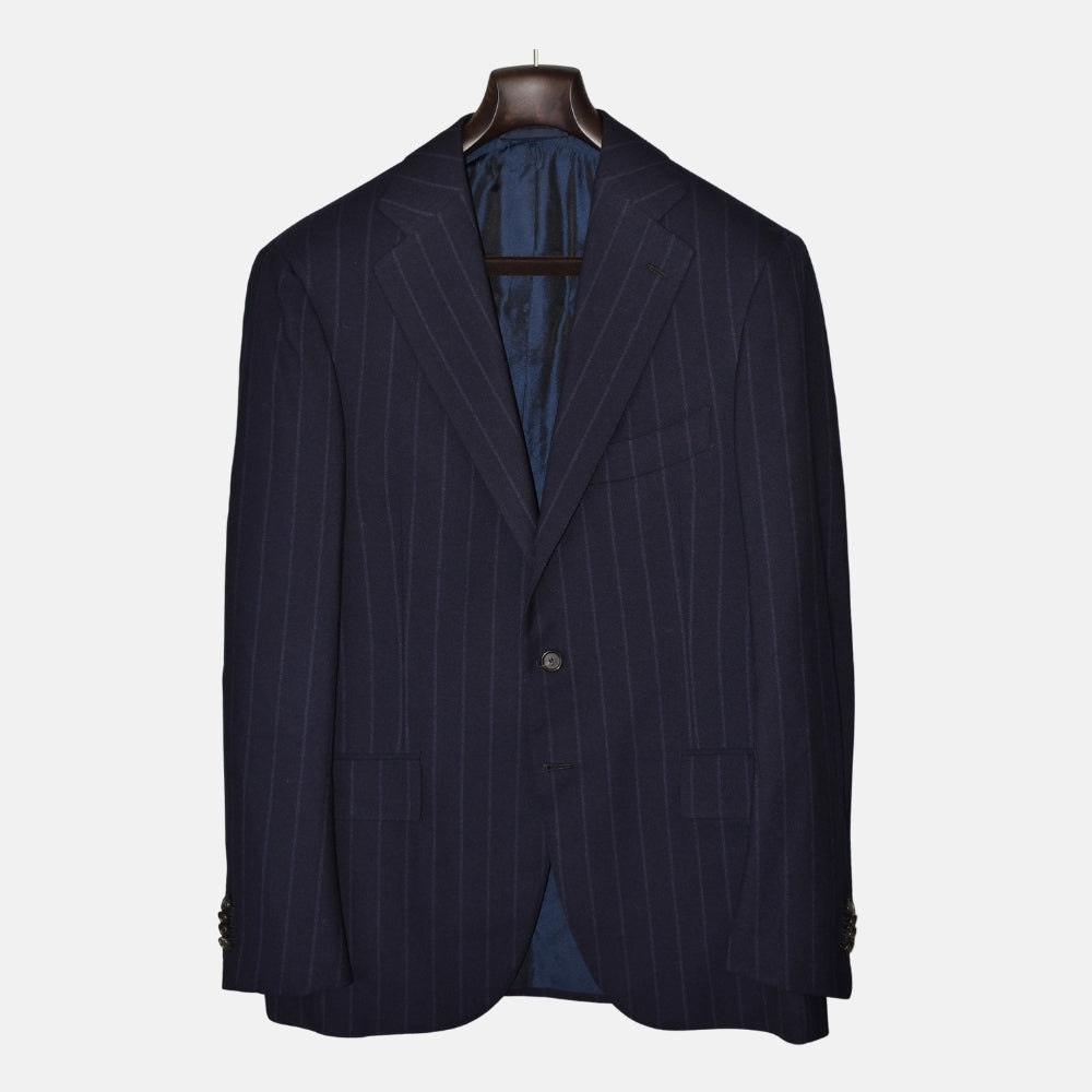 Navy Chalkstripe Suit made of Wool (EU 52)