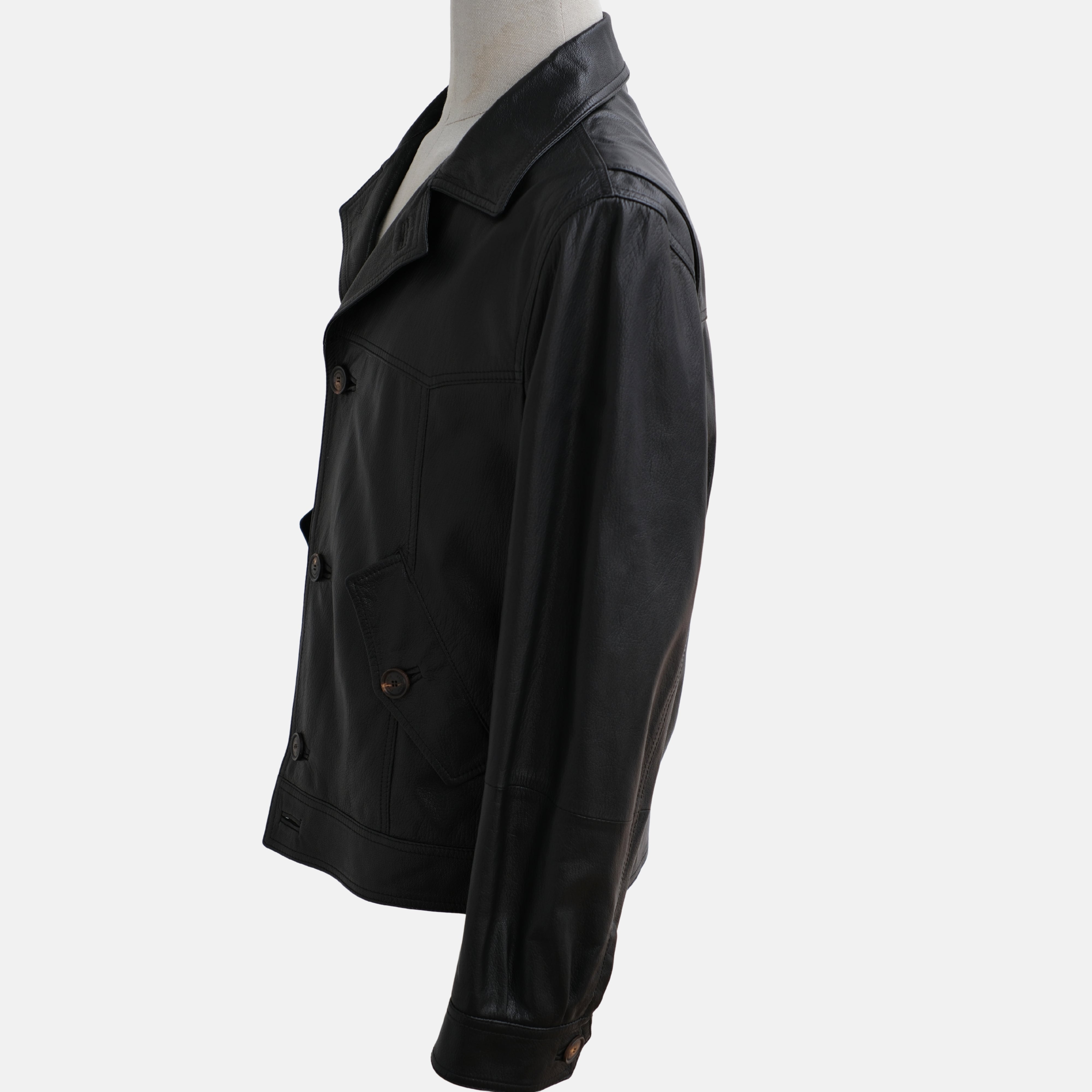 Black Biker Jacket made of Leather (M)