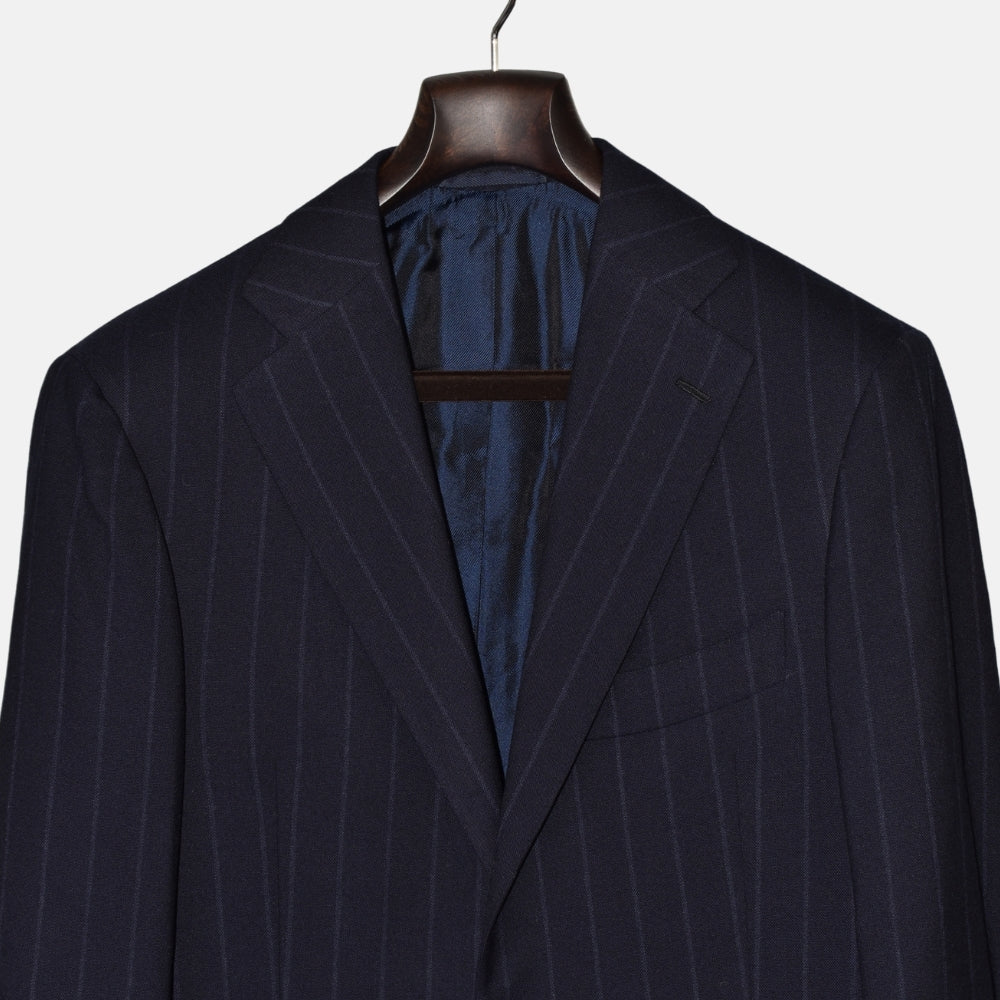 Navy Chalkstripe Suit made of Wool (EU 52)