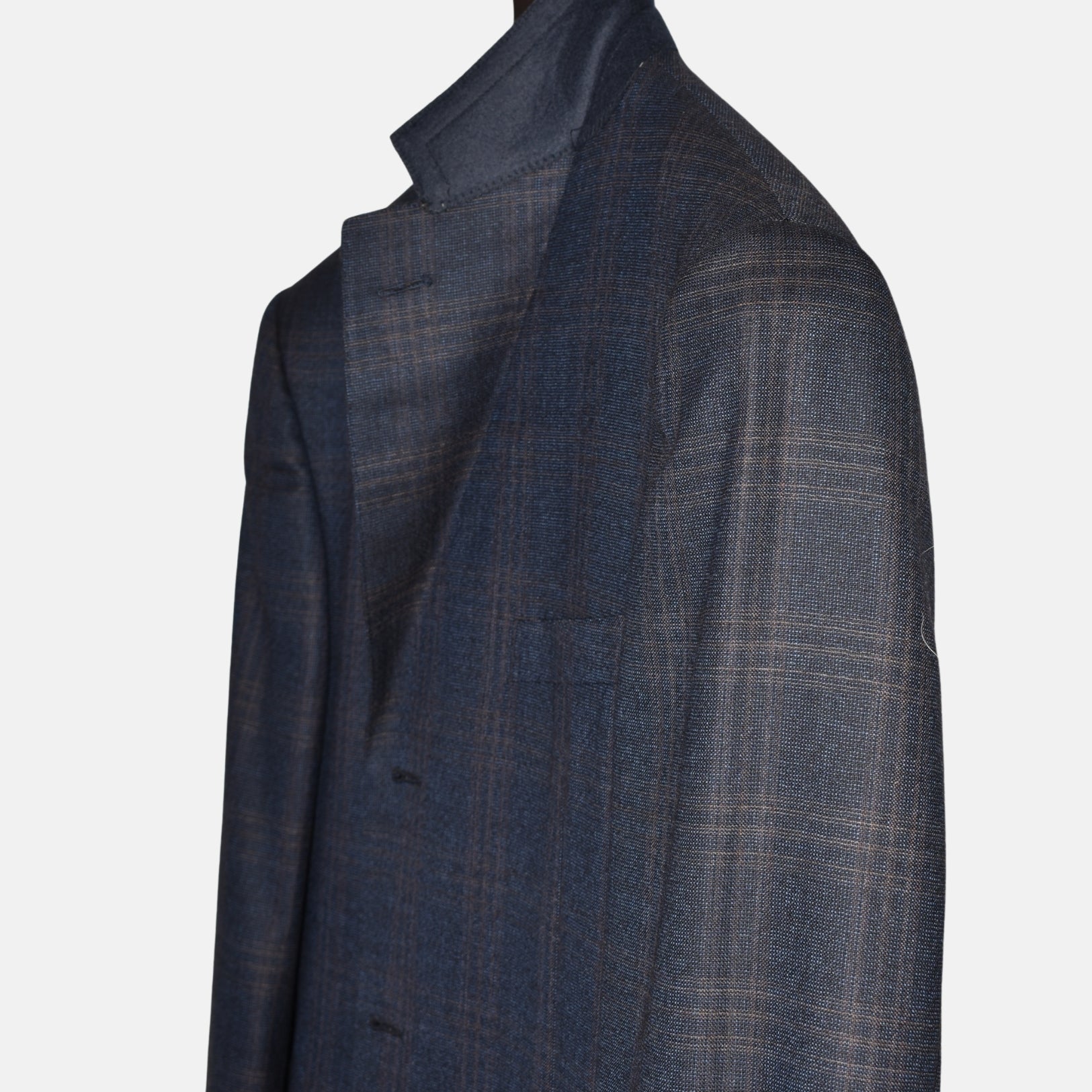 Blue/Grey Checked Wool/Cashmere Blazer (EU 52)