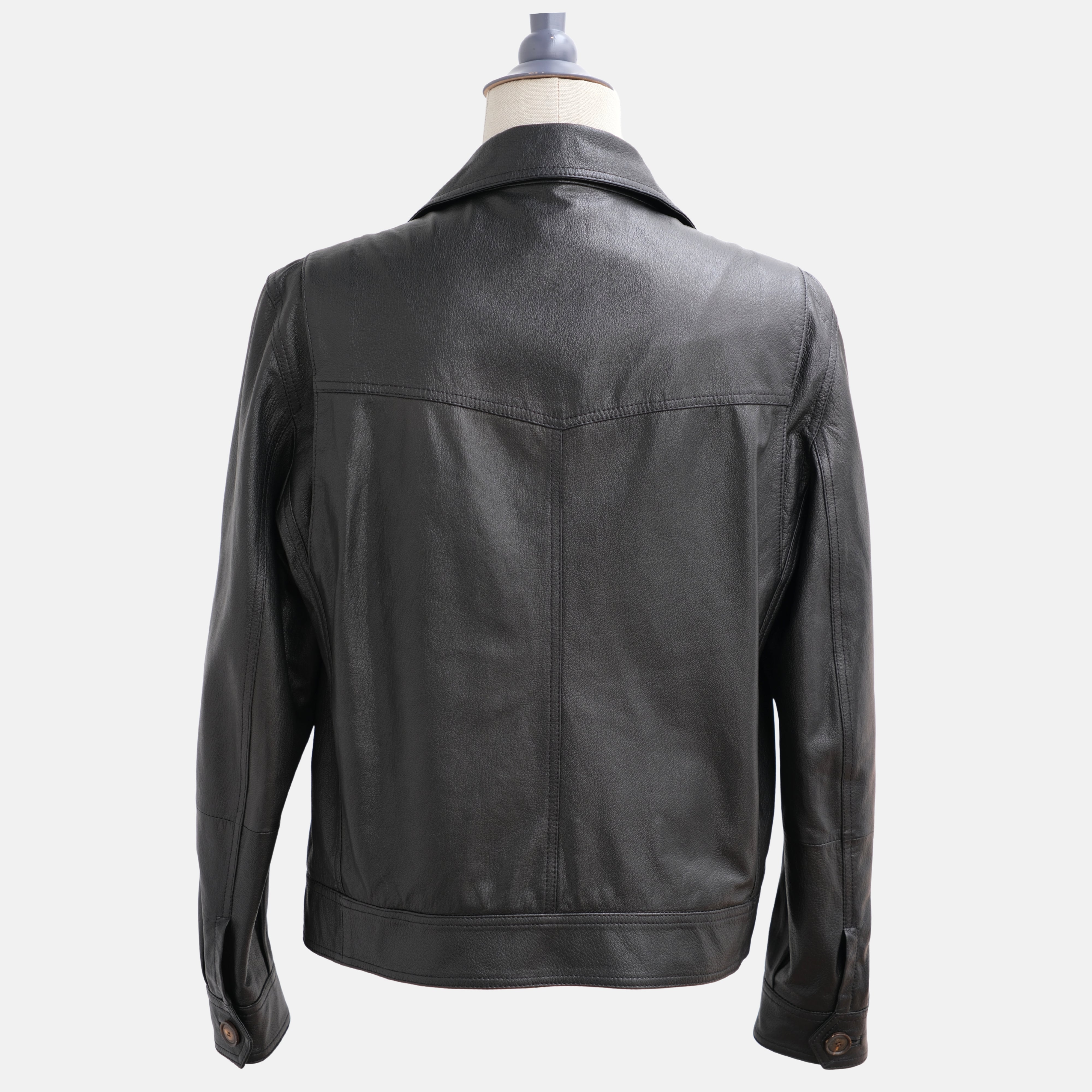 Black Biker Jacket made of Leather (M)