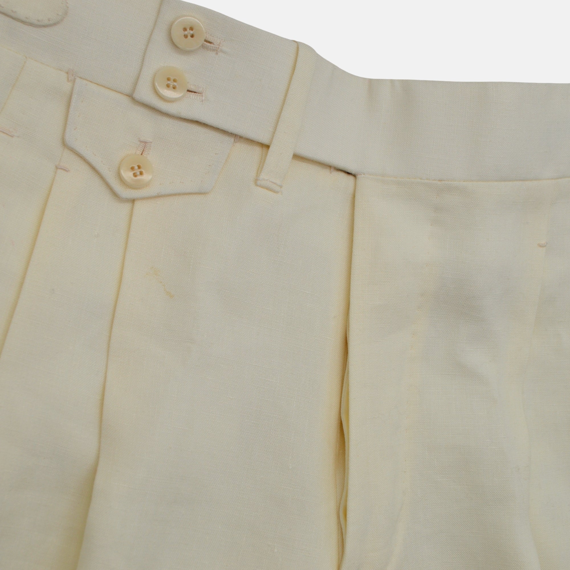 Offwhite Double-Pleated Trousers made of Linen (EU 46)